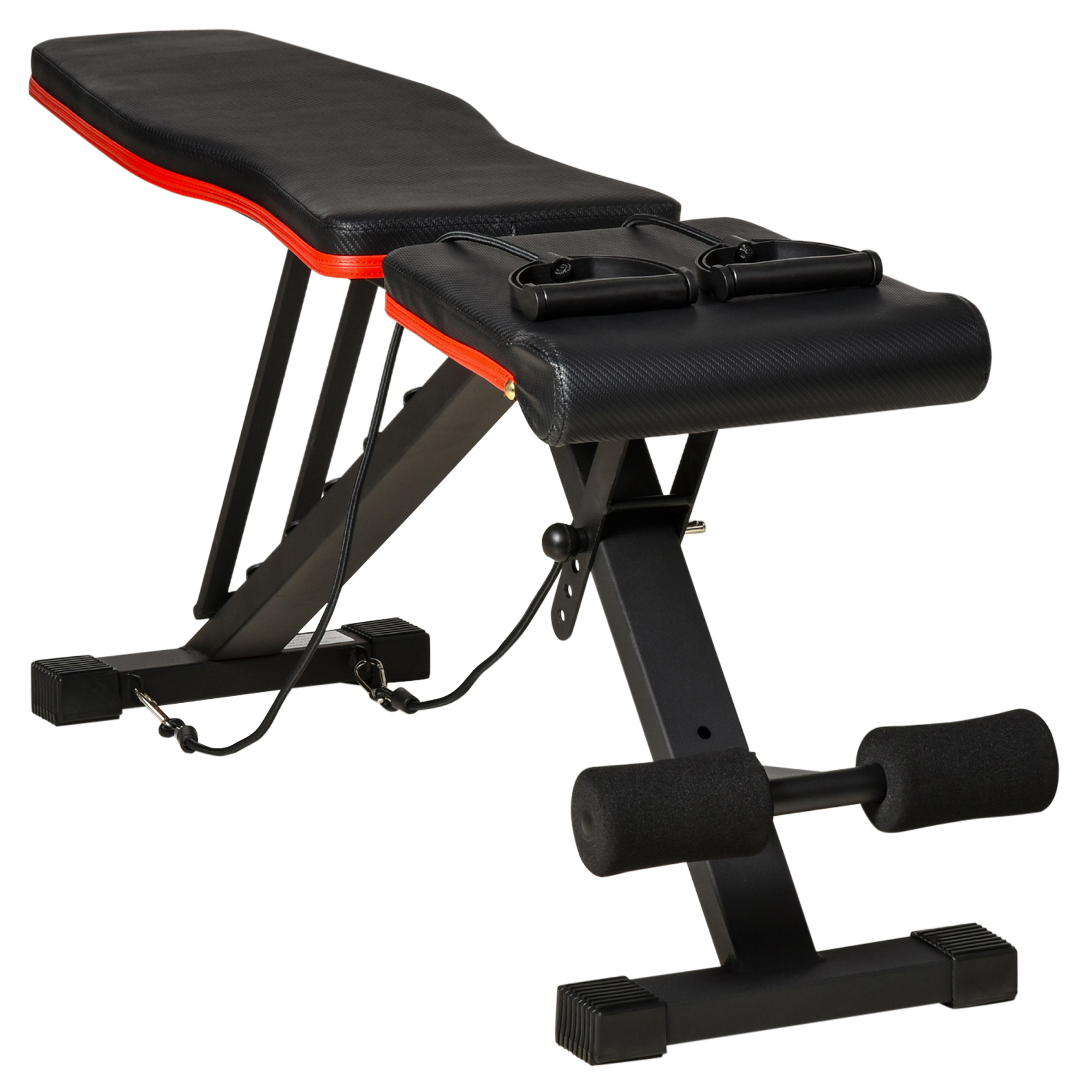 HOMCOM Multifunktionsbank 2-in-1 mit verstellbarer Neigung, Bauchbank und Hantelbank gepolstert mit elastischen Bändern für Zuhause und Fitnessstudio, Schwarz Aosom
