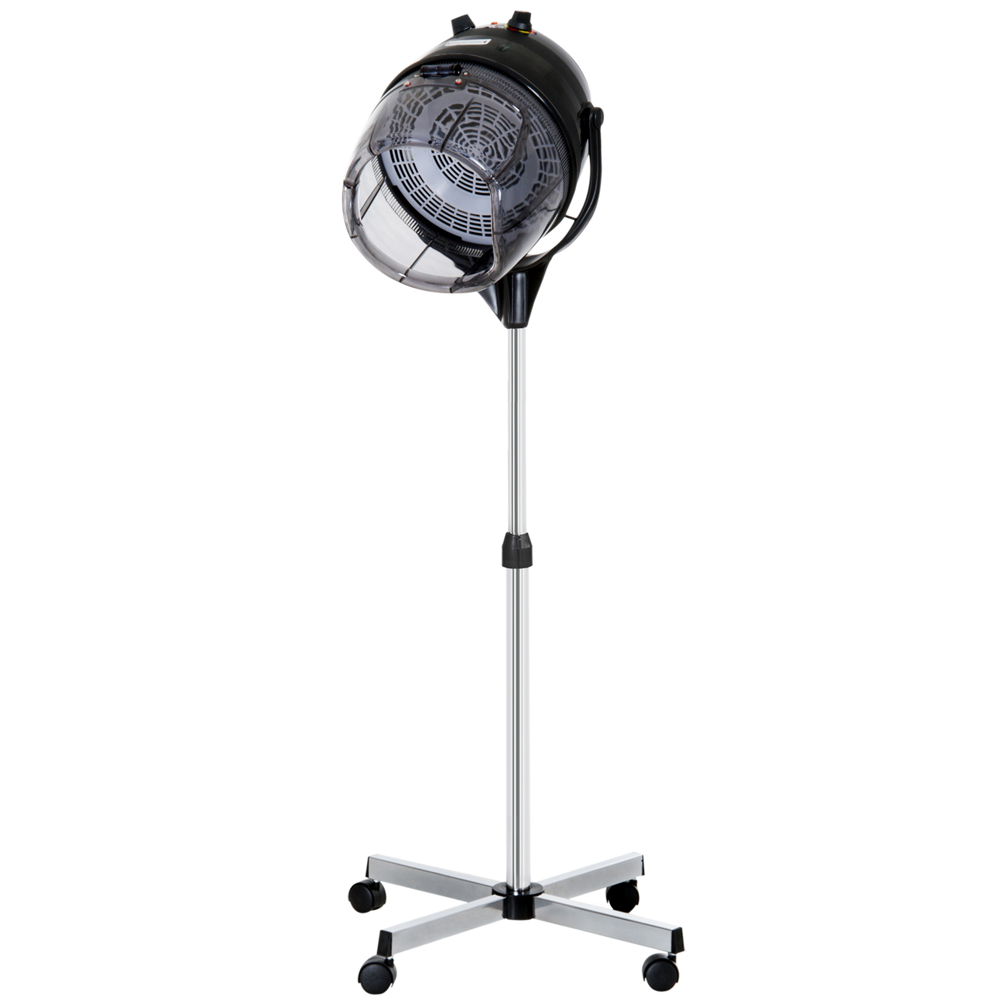 HOMCOM Haartrockner Helm 1180W mit Höhenverstellung, Haartrockner-Helm mit Timer 60 Minuten und drehbaren Rädern, aus PP, PC und Stahl, 65x65x115-165 cm, Schwarz Aosom
