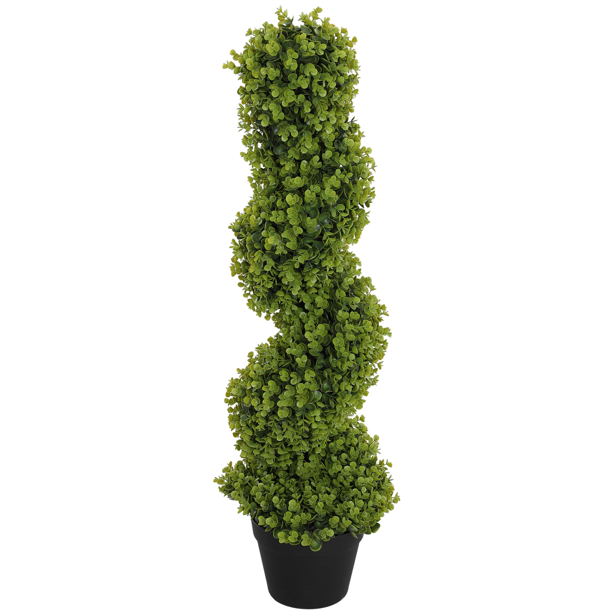 HOMCOM Künstlicher Eukalyptus-Spiralbaum mit inkludiertem Topf, UV-beständige künstliche Pflanze für Innen- und Außendekoration, Höhe 90 cm, Grün Aosom