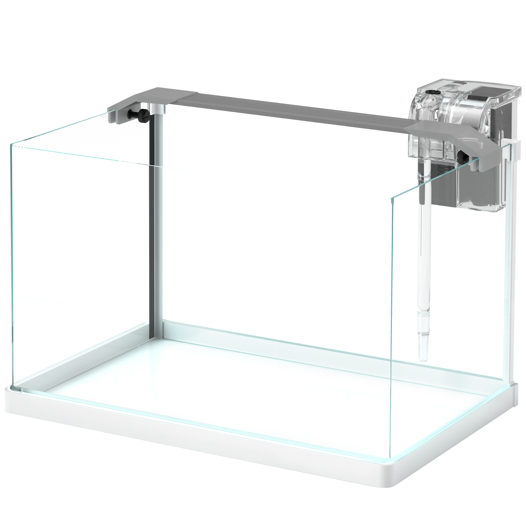PawHut Aquarium aus Glas mit LED-Lichtern, 20L Aquarium, mit Filterpumpe, für Kampffische, Goldfische, Weiß   Aosom