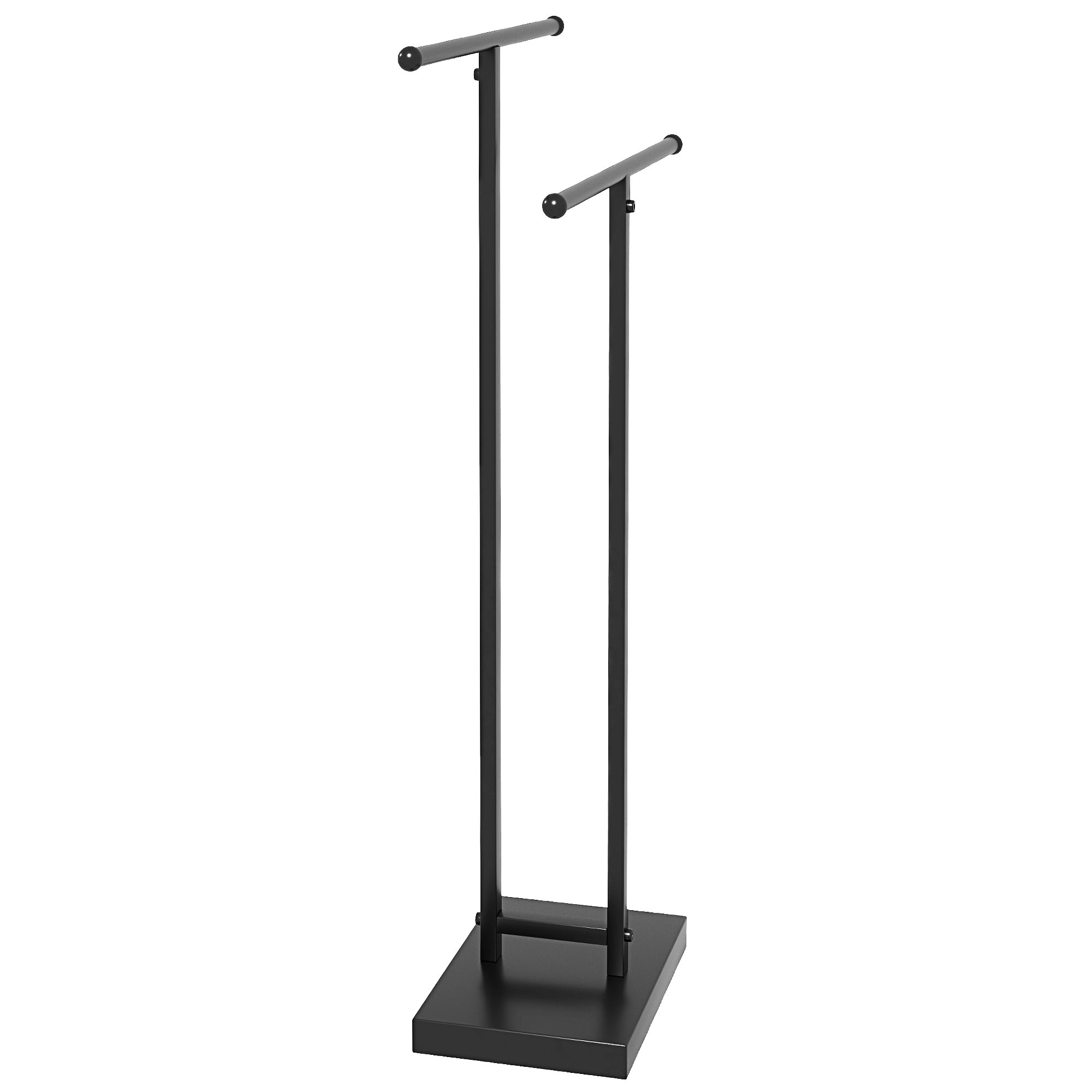 HOMCOM Handtuchständer auf Bodenständer Handtuchwärmer 2 Ebenen aus Metall Handtuchhalter für Badezimmer, Maße 50 B x 18,5 T x 85 H cm, Schwarz   Aosom