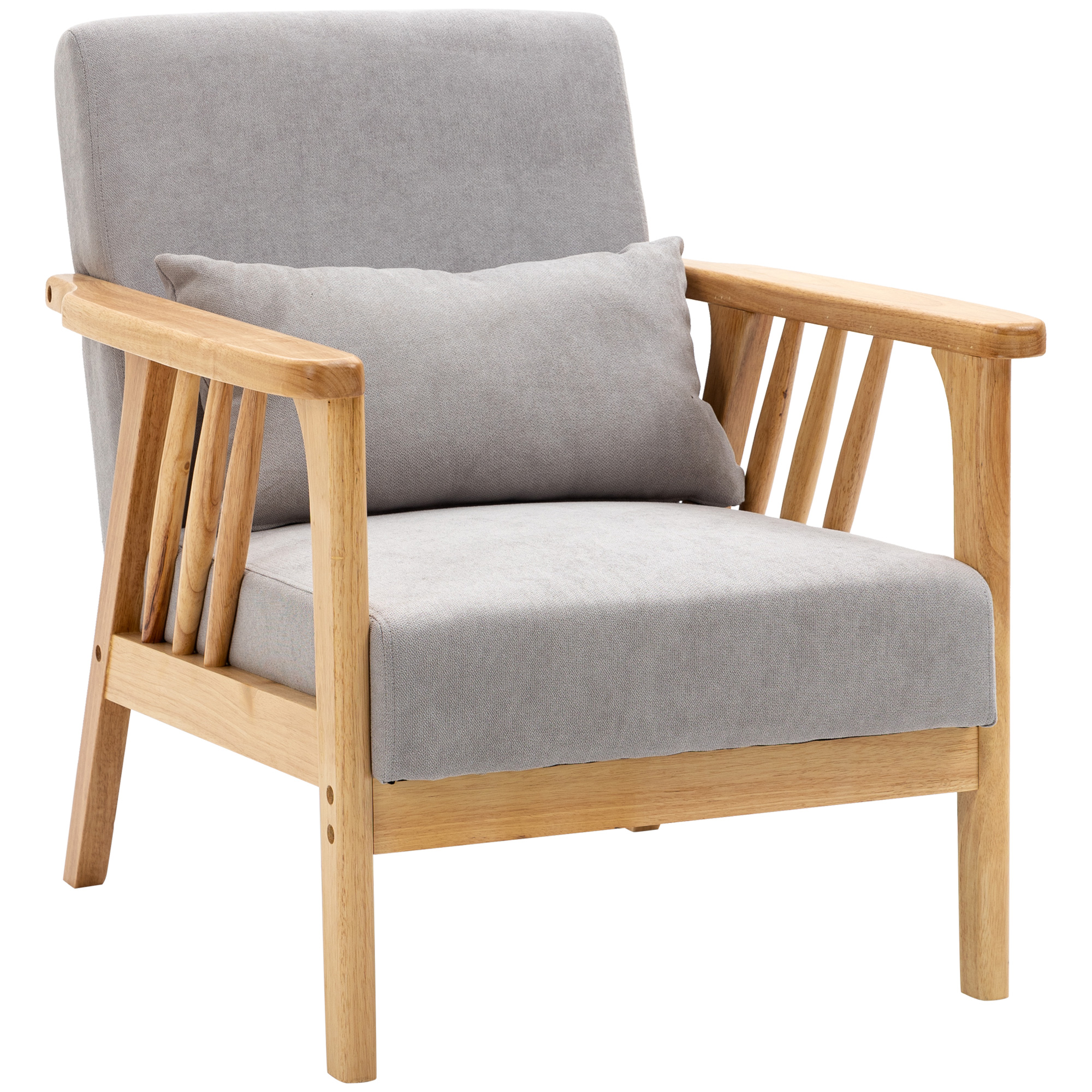 HOMCOM Moderner Sessel mit Samtbezug und Holzrahmen, Sessel für Schlaf- und Wohnzimmer mit Extra-Kissen, 68x75x78cm, Grau Aosom