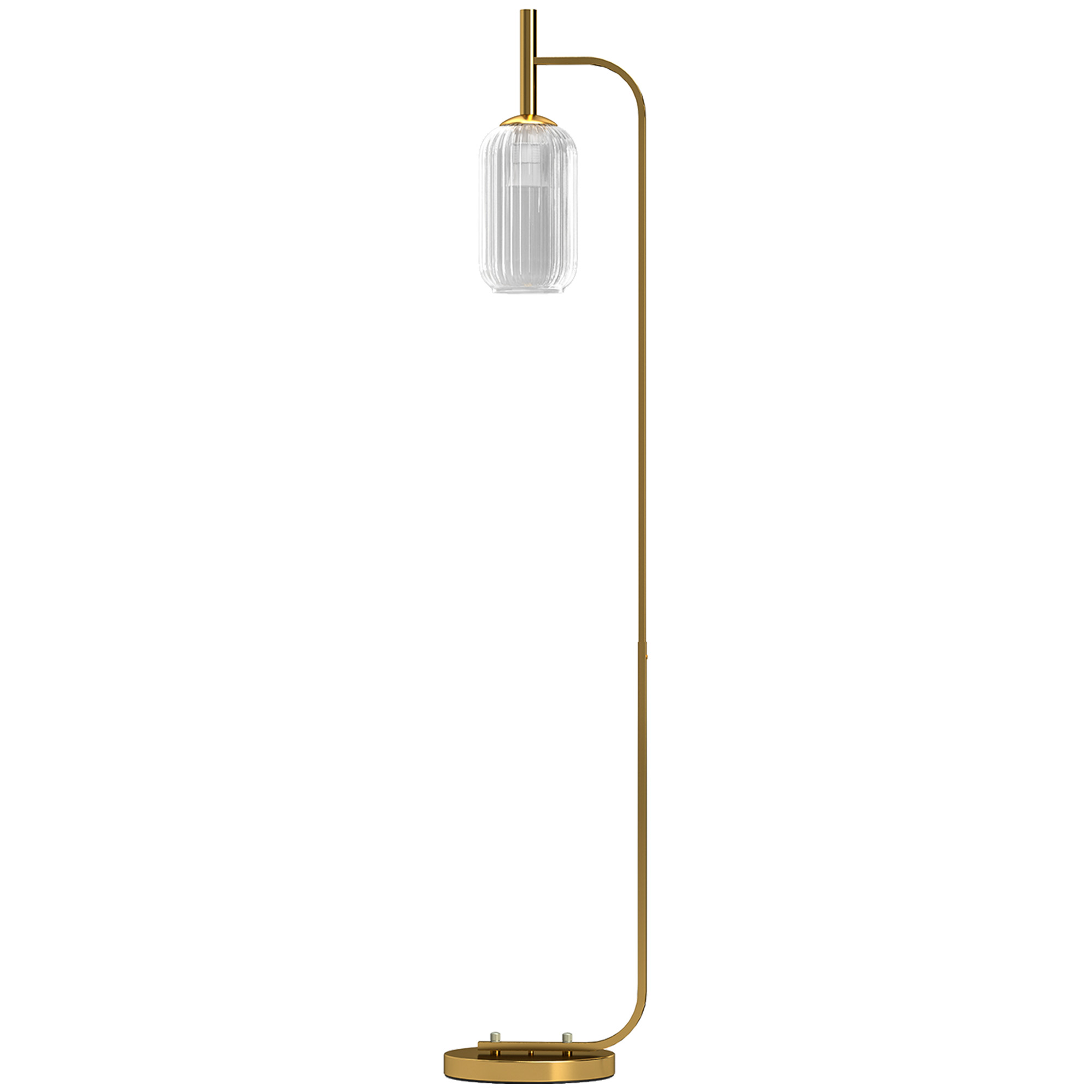 HOMCOM Moderne Stehlampe mit Glasschirm, Stehleuchte mit Fußschalter für E27 LED-Lampen, für Wohnzimmer, Schlafzimmer und Büro, 153 cm, Gold Aosom
