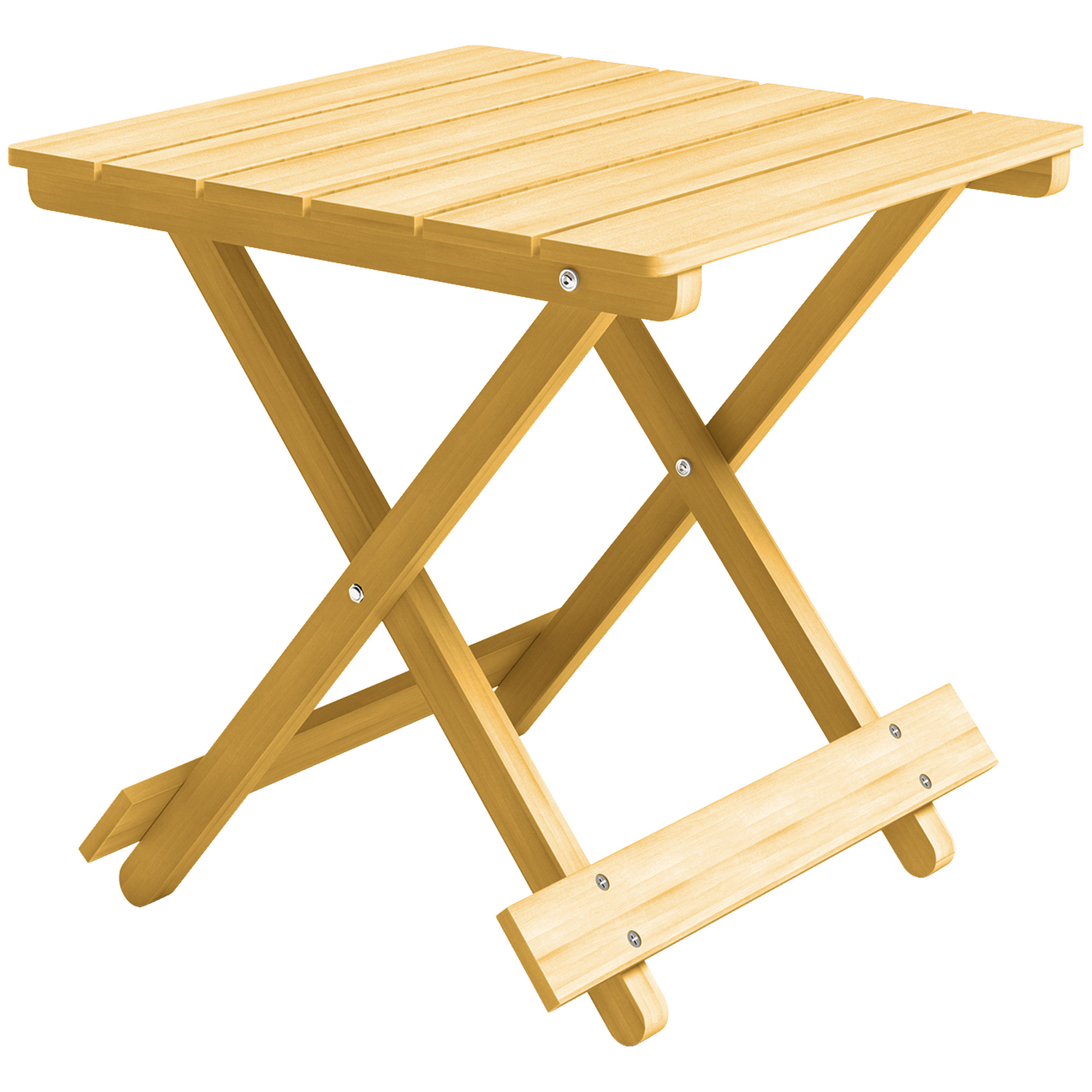 Outsunny Klappbarer Massivholz-Couchtisch, klappbarer Beistelltisch, leicht, Lattenoberteil, für Balkon, Garten, Terrasse, 40 x 43 x 40 cm, Naturholz   Aosom