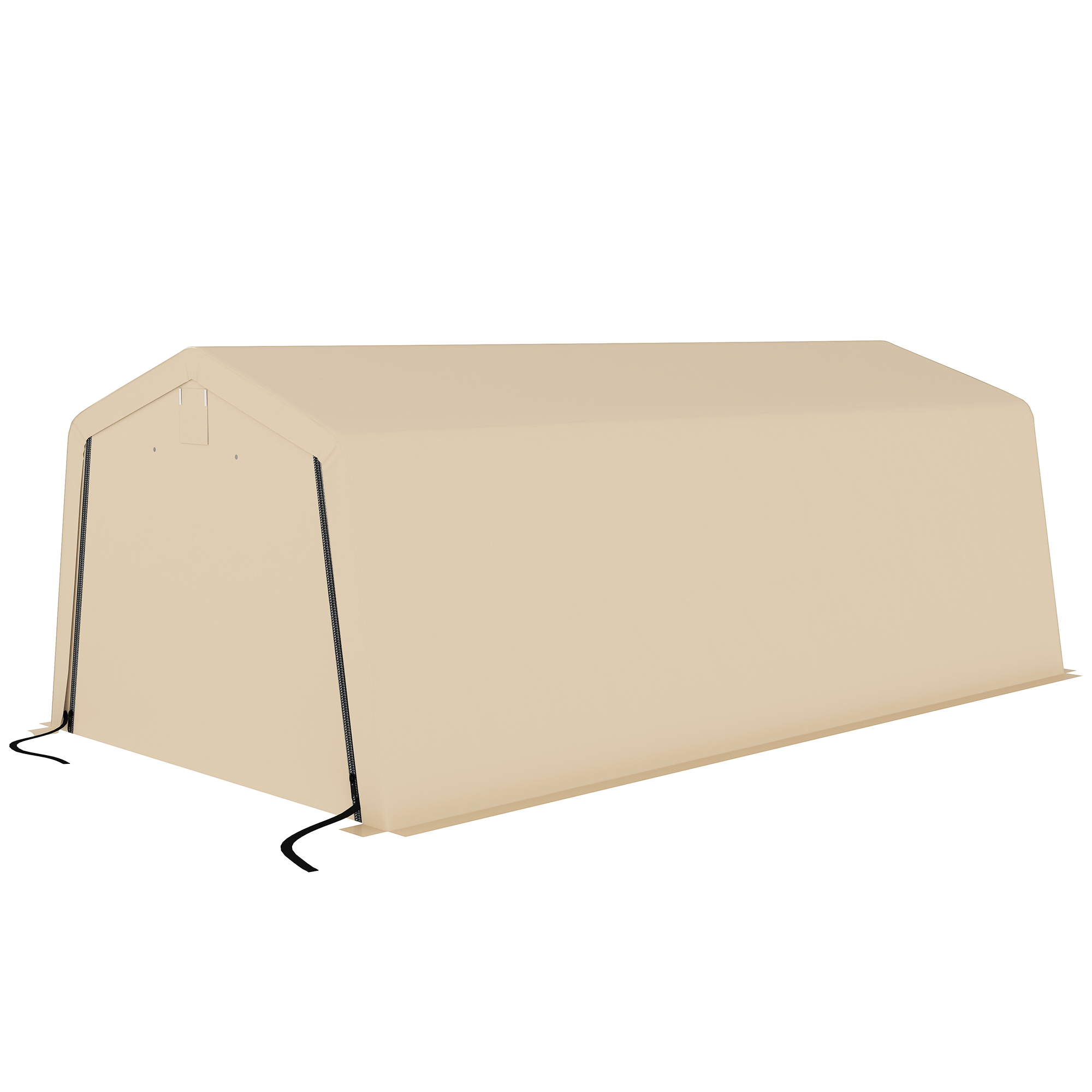 Outsunny Carport Garage Zelt 6,2L x 3,3B x 2,4H m feuerverzinkter Stahl HDPE 150 g/m² wasserdicht anti-UV, 1 Tür Khaki und 2 Belüftungen Aosom