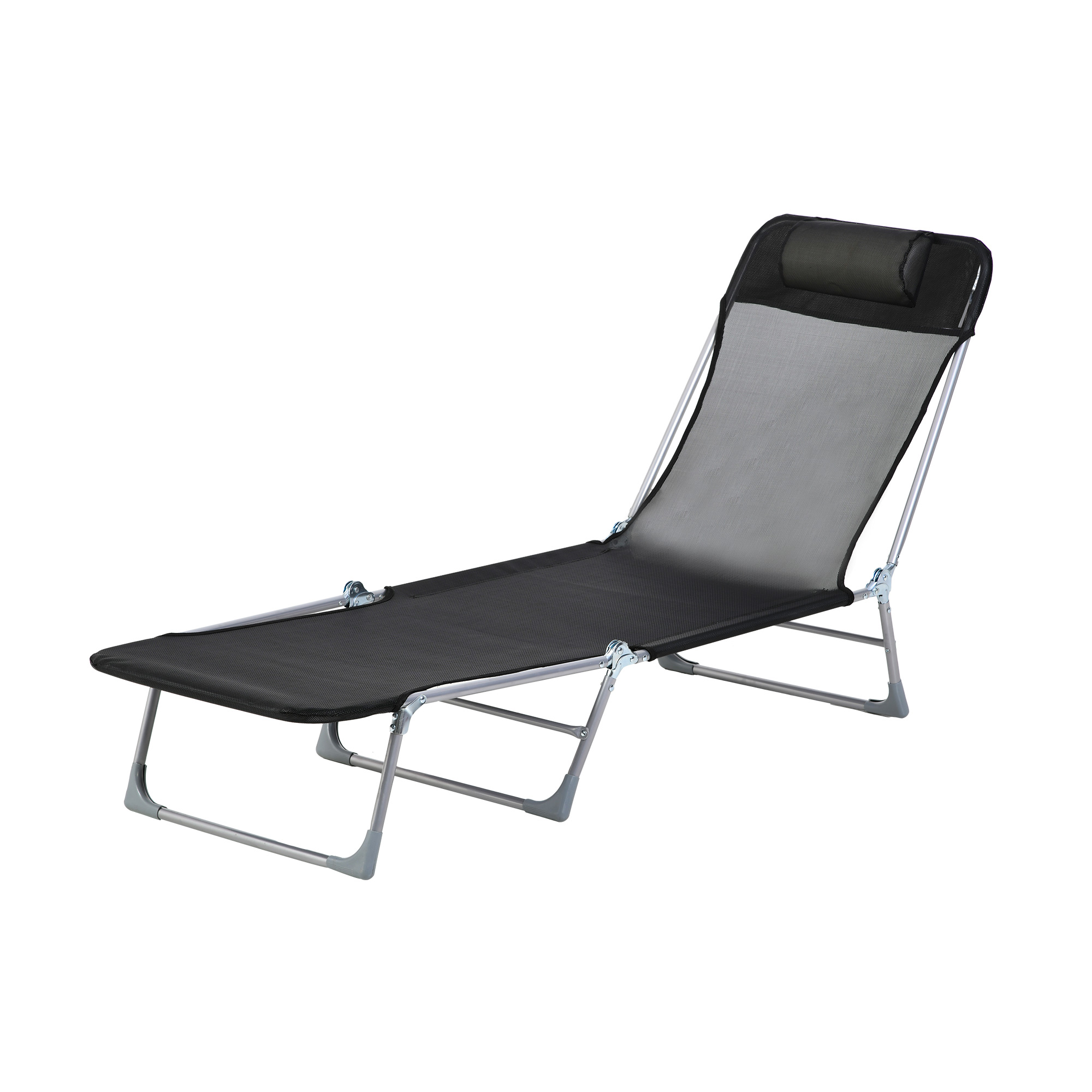 Outsunny Sonnenliege Gartenliege verstellbar klappbar mit Kissen Rückenlehne in 5 Stufen verstellbar 182L x 56B x 28H cm schwarz Aosom