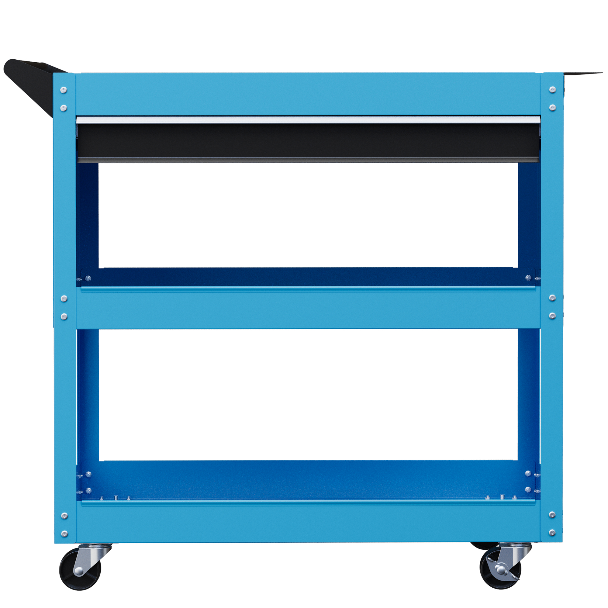 DURHAND Werkstattwagen Servicewagen Werkzeugwagen mit 3 Ebenen, Schublade, seitlichem Werkzeughalter und Griff, Werkstattwagen für Garage, Lager, DIY-Werkzeuge, 82x35x76cm, Blau   Aosom