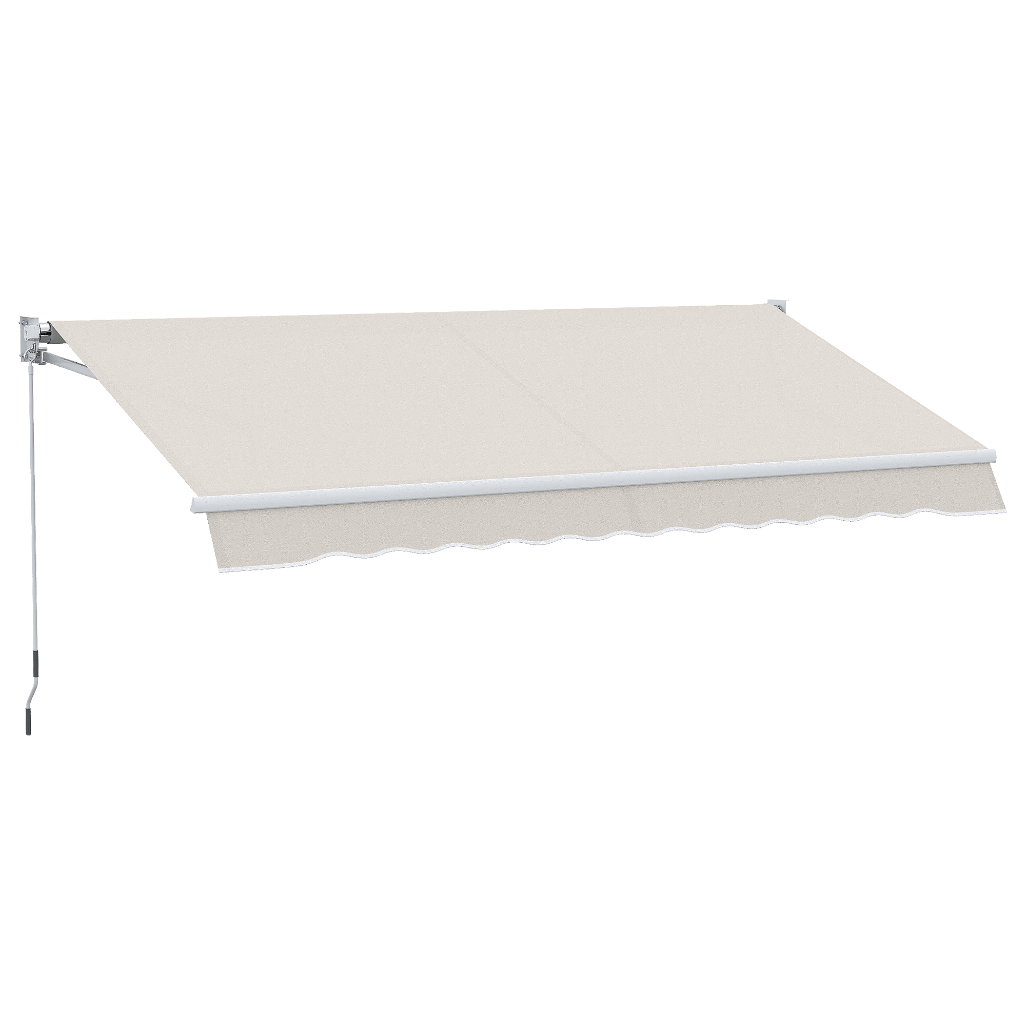 Outsunny Manuell ausfahrbares Sonnensegel 200x295 cm Balkonmarkise mit Metallkurbel Wasserdicht und UV-beständig Außenmarkise für Garten Veranda Fenster Cremeweiß   Aosom