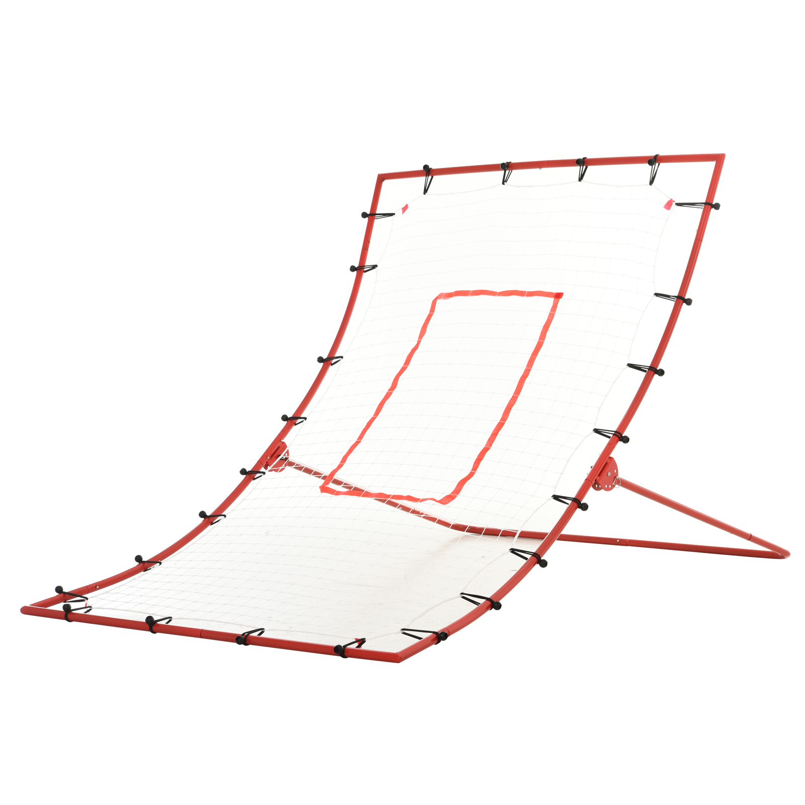 HOMCOM Fußball-Rebound-Netz, Fußball-Rebounder, für Fußballtraining, verstellbare Winkel, Befestigungszubehör inklusive, 175L x 115H x 77B cm, Rot, Weiß   Aosom