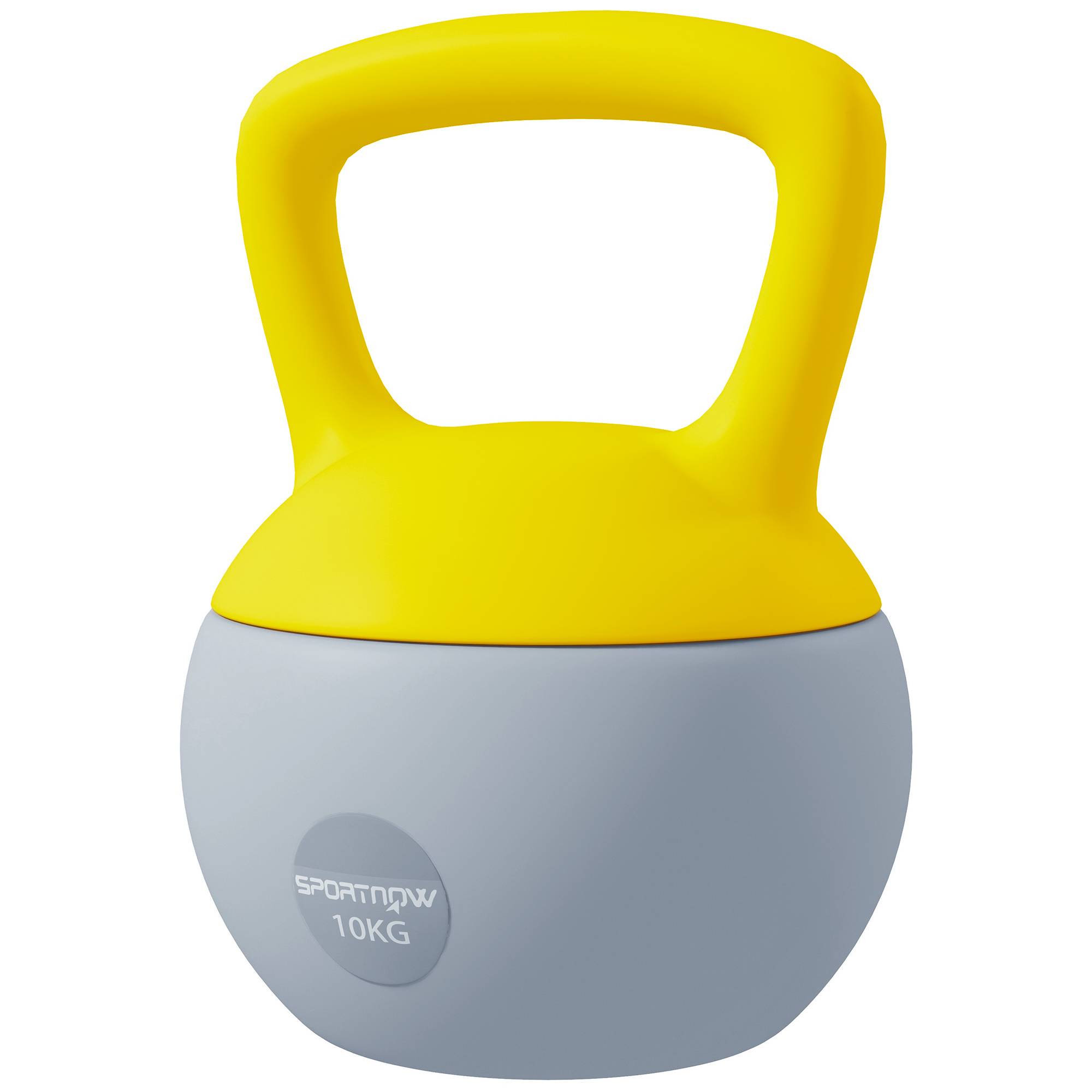 SPORTNOW Kettlebell 10kg Hantel mit rutschfester Griff für Fitness- und Krafttraining, Grau und Gelb   Aosom