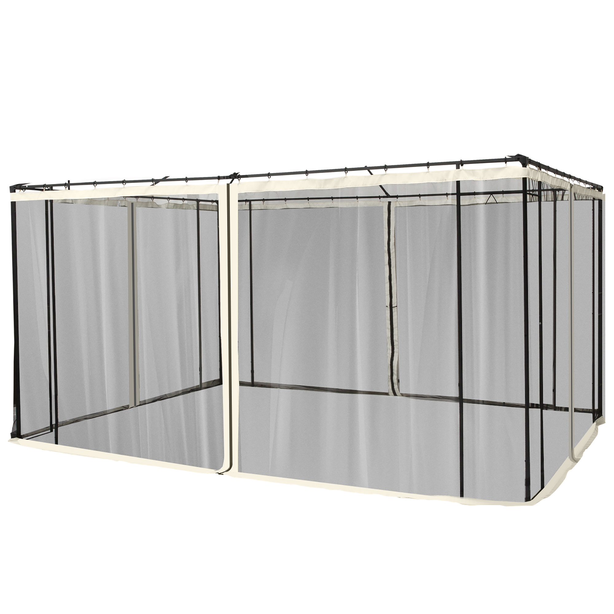 Outsunny Mückennetze für Pavillon Festzelt Gartenpavillon 3,35 x 2,07 m - Set aus 4 Mückennetzen mit Reißverschluss + Haken zur Befestigung - Polyester Nylon   Aosom