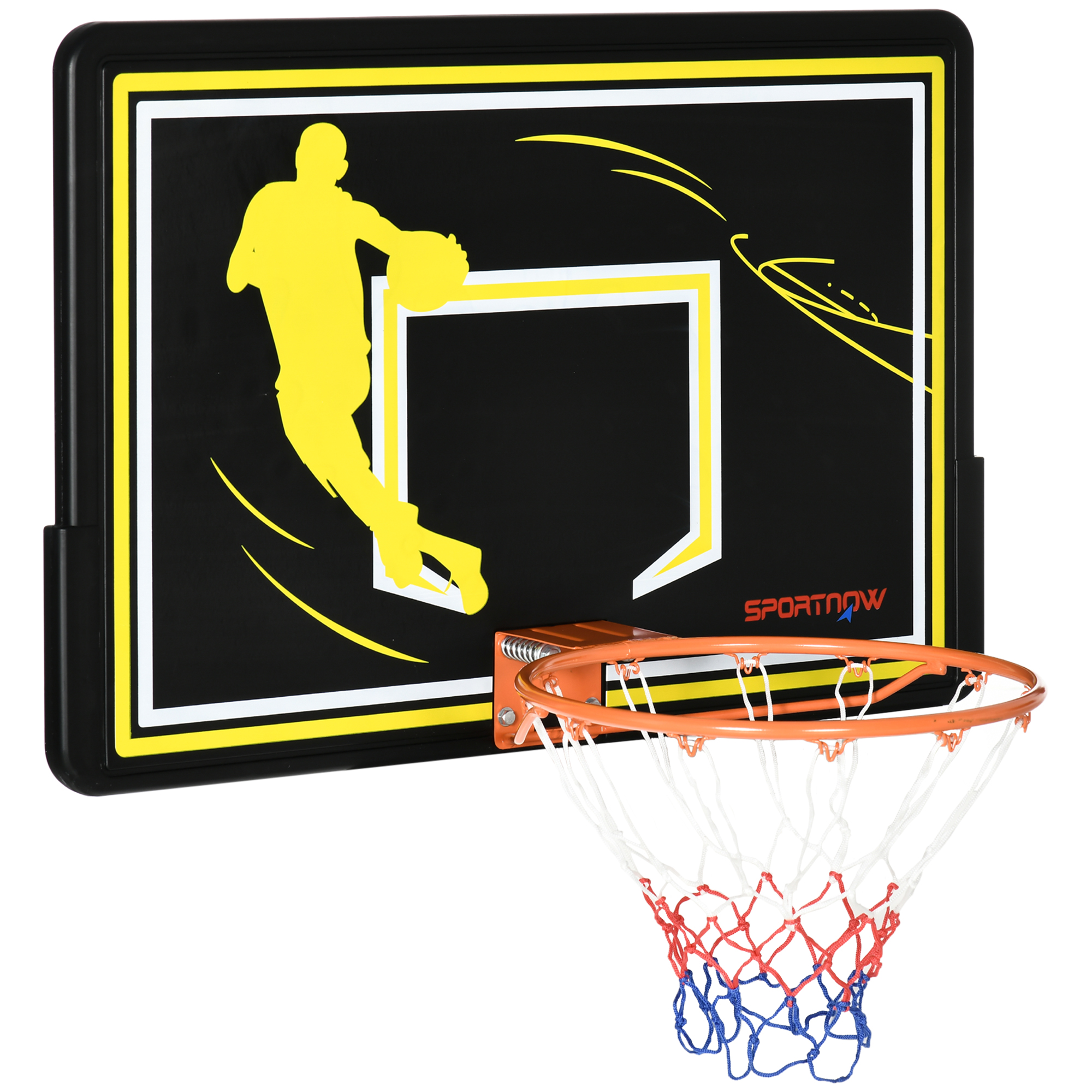 SPORTNOW Wand-Basketballkorb, Outdoor-Basketballkorb, unzerbrechliches Brett, reißfestes Netz, Stahlrahmen, Montagezubehör inklusive, für drinnen und draußen, Schwarz   Aosom