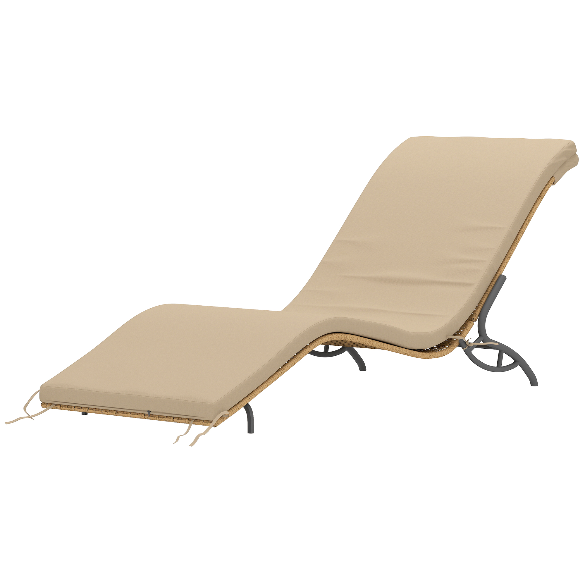 Outsunny Sonnenliege Polyrattan Wasserabweisend Gartenliege mit Kissen, wetterfest Liege 120 kg belastbar UV-bständig Relaxliege Liegestuhl Gartenmöbel für Garten Balkon Outdoor 166 x 63 x 76 cm Beige   Aosom