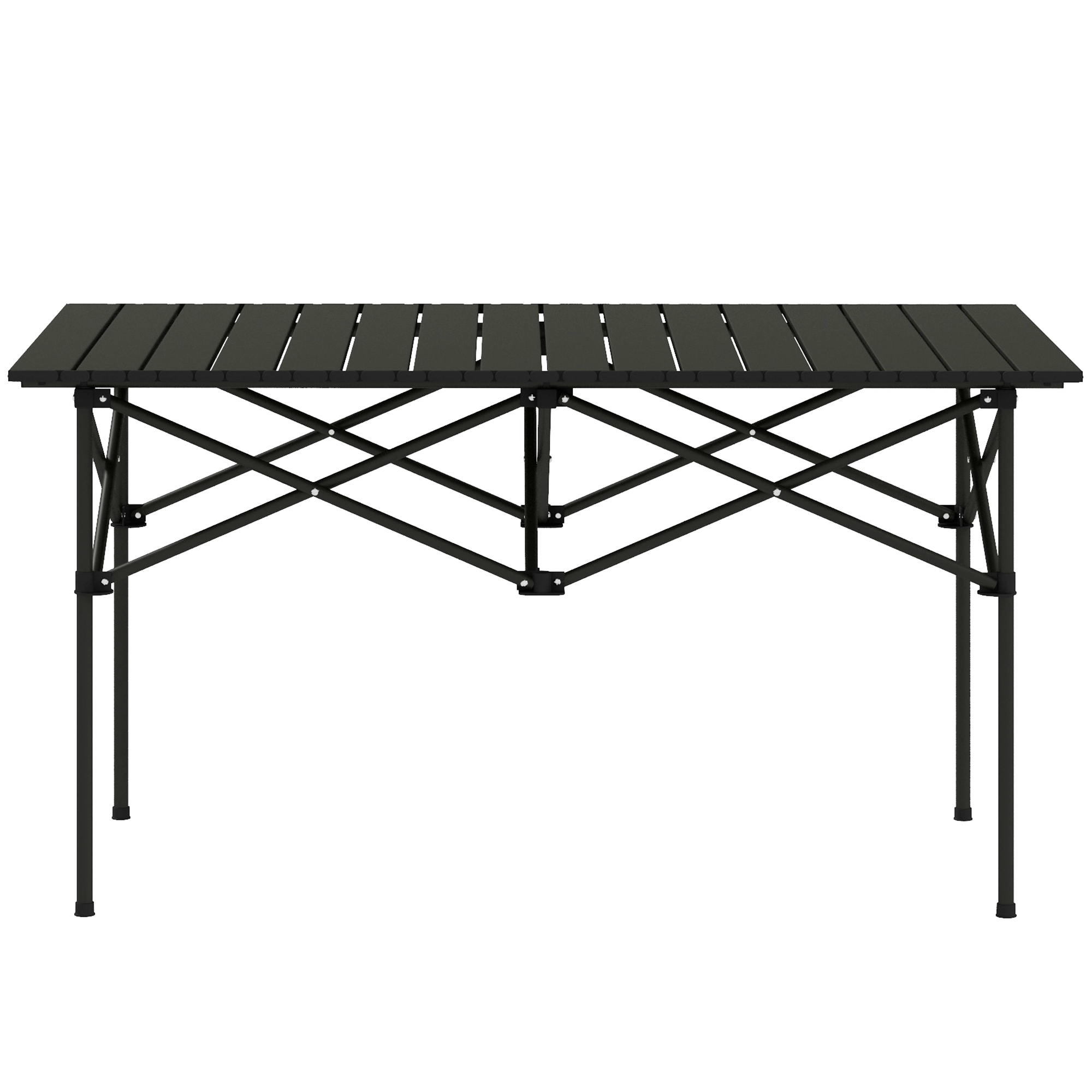 Outsunny Campingtisch Klapptisch mit Aufrollbare Tischplatte X-Rahmen Gartentisch aus Aluminium leicht 2 Personen Beistelltisch Falttisch für Garten Balkon Camping 95 x 55cm Schwarz   Aosom