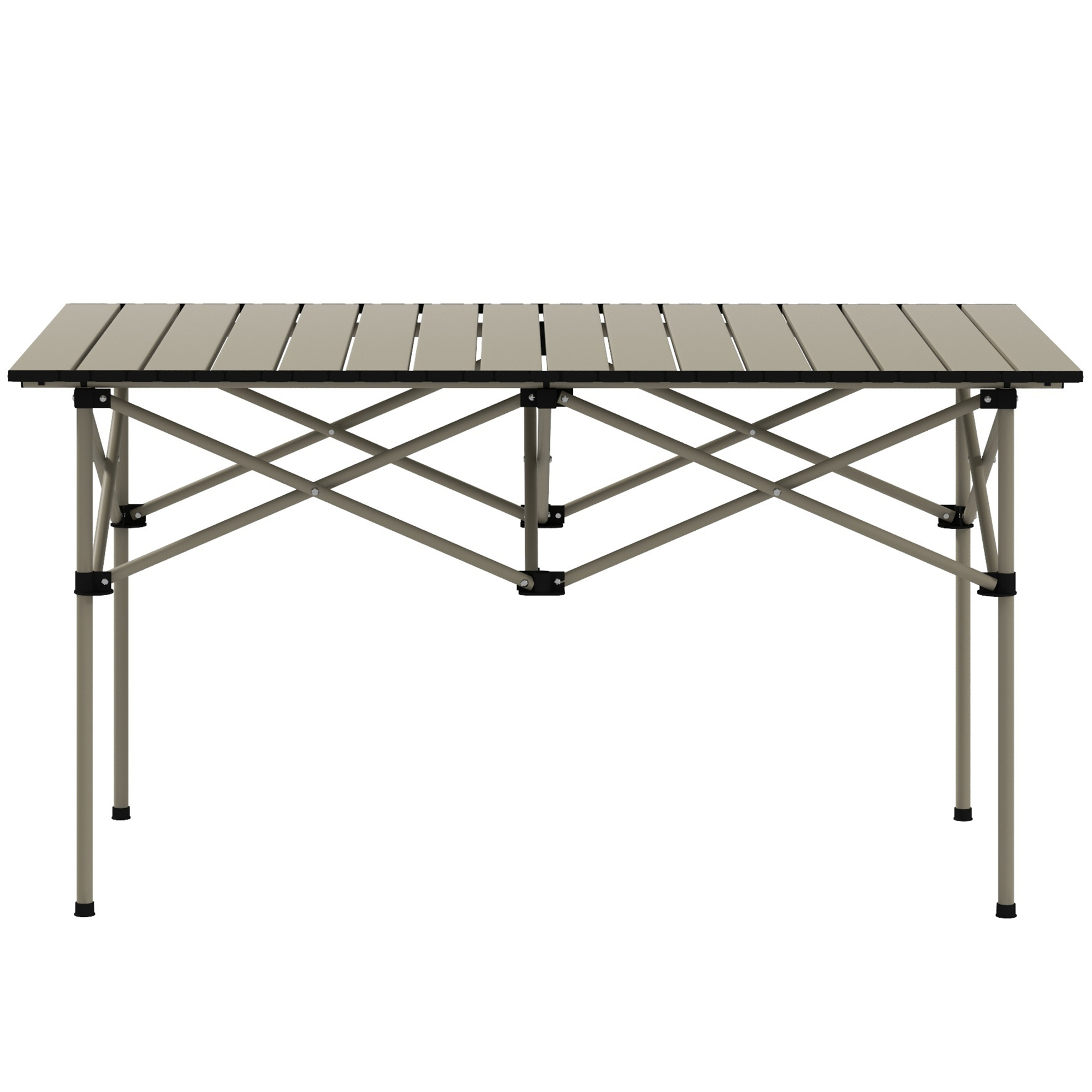 Outsunny Campingtisch Klapptisch mit Aufrollbare Tischplatte X-Rahmen Gartentisch aus Aluminium leicht 2 Personen Beistelltisch Falttisch für Garten Balkon Camping 95 x 55cm Khaki Aosom