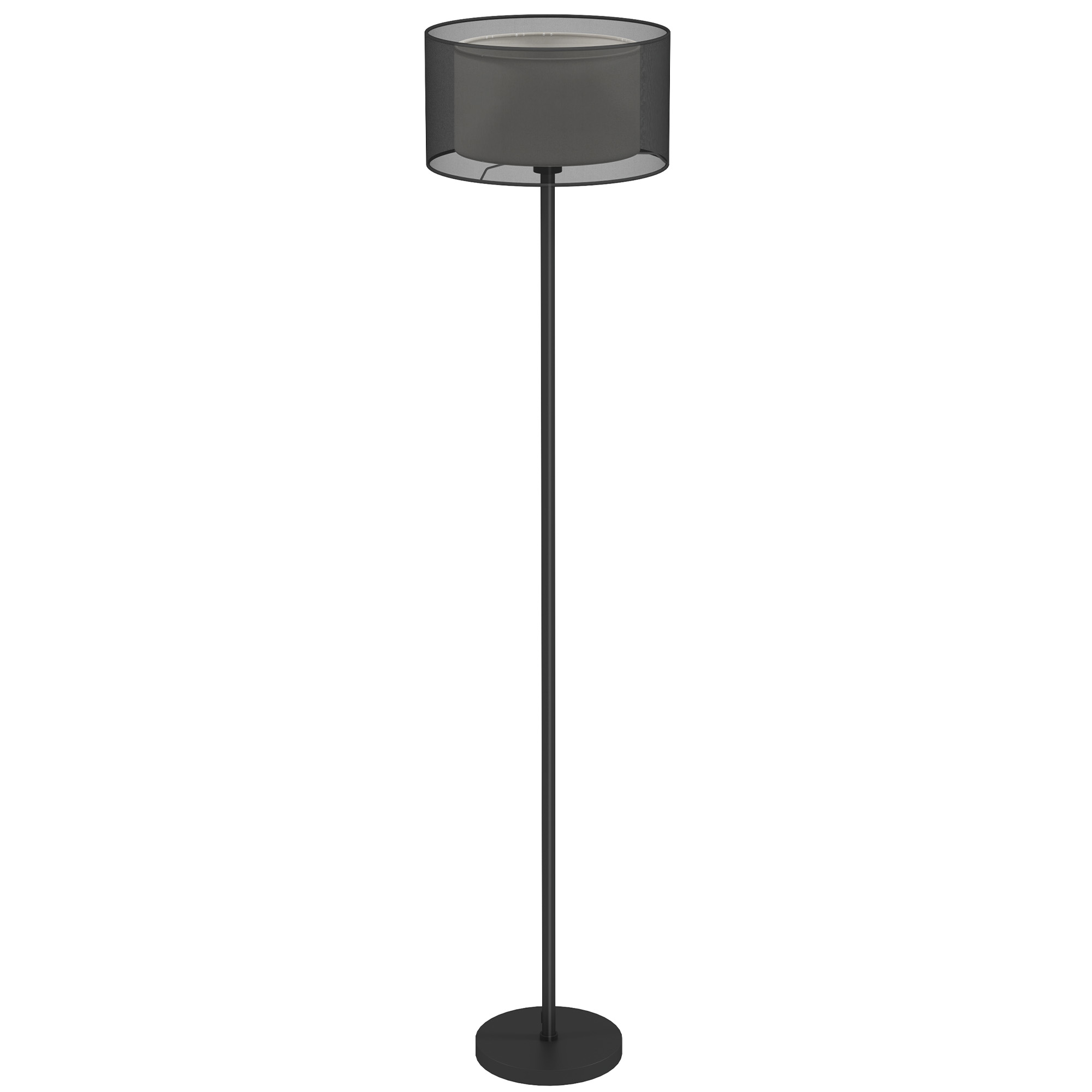 HOMCOM Stehlampe, Stehleuchte mit E27 Fassung, zweifarbigem Lampenschirm aus Stoff, Standlampe mit Fußschalter Standleuchte für Wohnzimmer, Schlafzimmer, exkl. Leuchtmittel, Schwarz Aosom