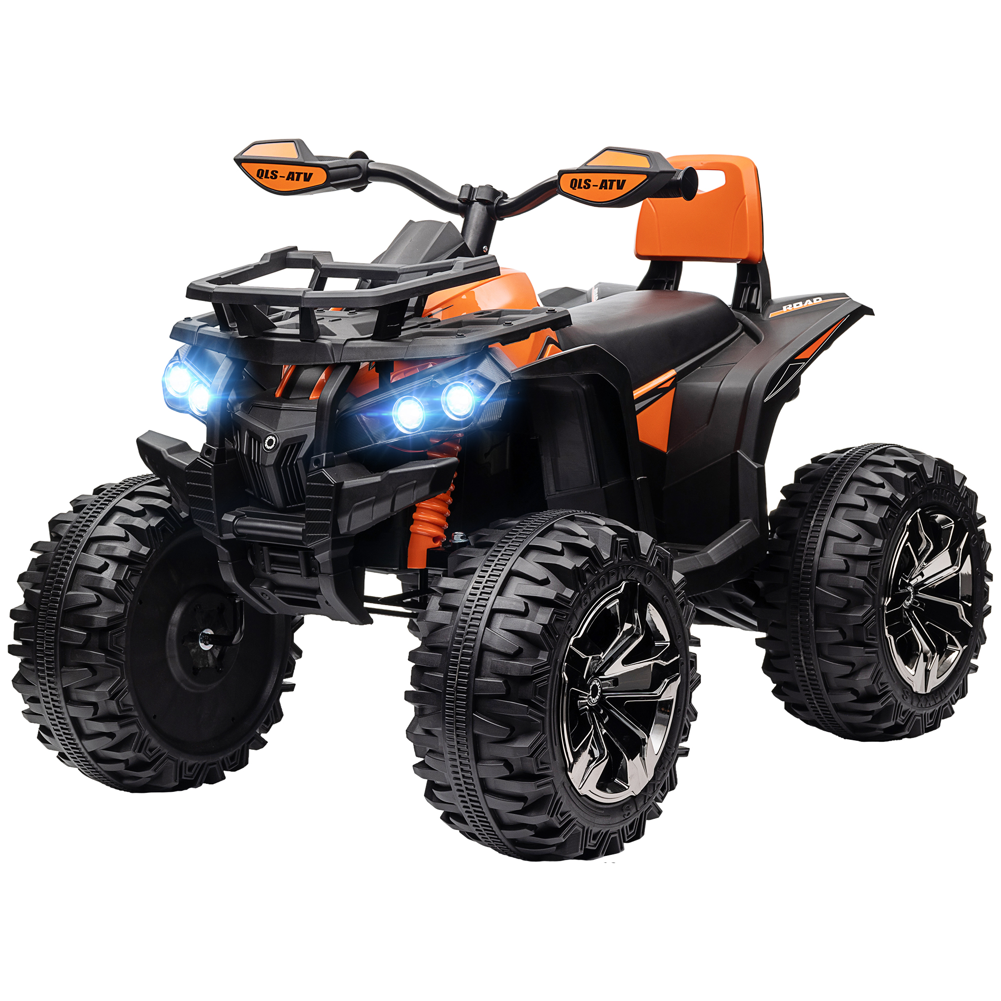HOMCOM Elektro Quad für Kinder, 12V 10Ah Kinder Quad mit Vorwärts-, Rückwärtsfunktion, 2 Motor, USB-Anschluss, MP3-Musikplayer, Kinderfahrzeug mit Scheinwerfer 3-8 km/h, für Kinder 3-5, Orange   Aosom