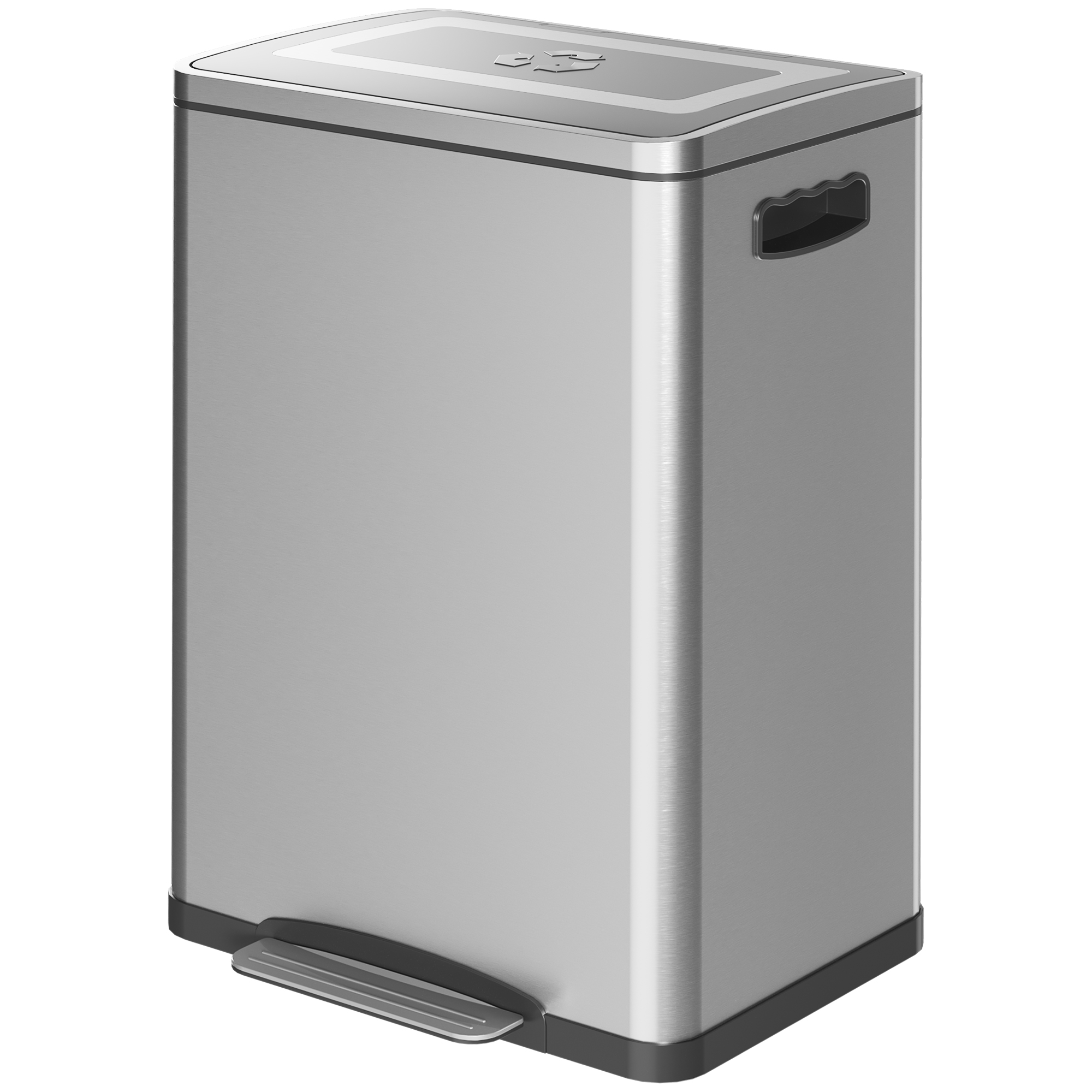 HOMCOM Mülleimer 40L Treteimer Abfalleimer mit Deckel und Fußpedal, Müllbehälter mit 2 Inneneimern, Soft-Close-Funktion für Wohnzimmer, Büro, Edelstahl, Silber, 40 x 34,8 x 59 cm   Aosom