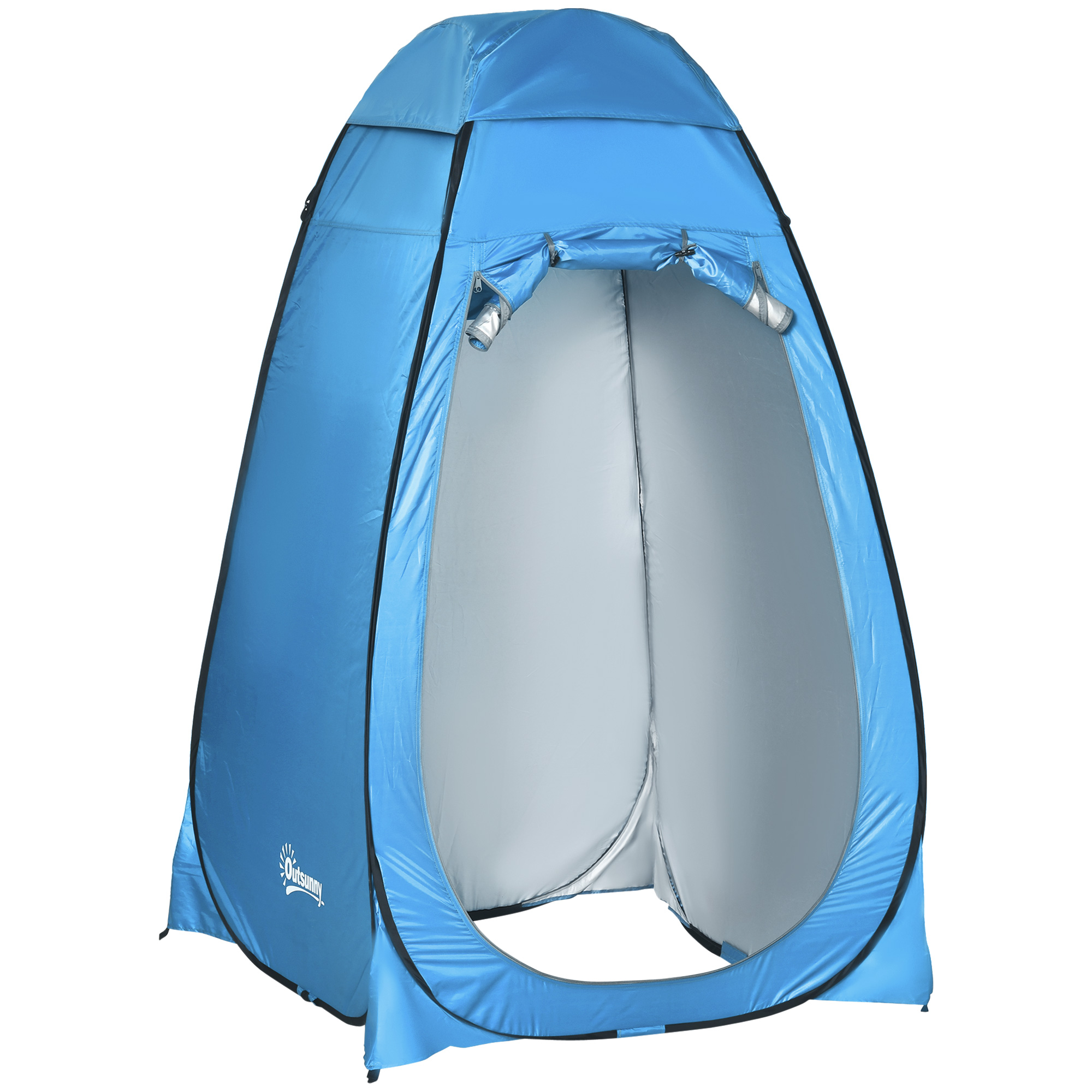 Outsunny Pop up Toilettenzelt  Mobiles Camping Duschzelt, Umkleidezelt mit Duschkabine, Wasserfest, Polyester, Blau, 120x120x190cm  Aosom