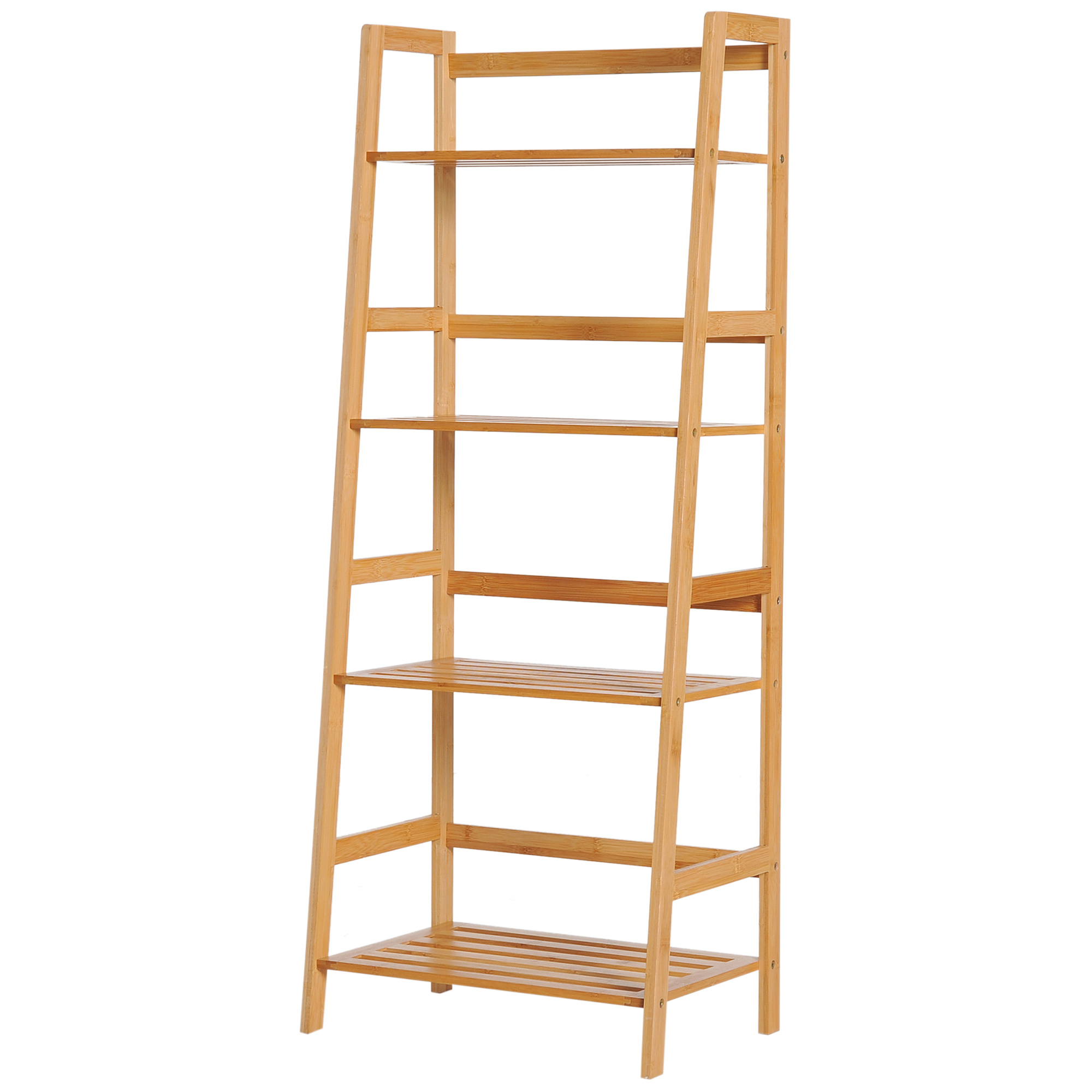HOMCOM Bücherregal Standregal mit 4 Ebenen Aufbewahrungsregal aus Bambus Büroregal für Wohnzimmer, Schlafzimmer, Büro, Natur Aosom