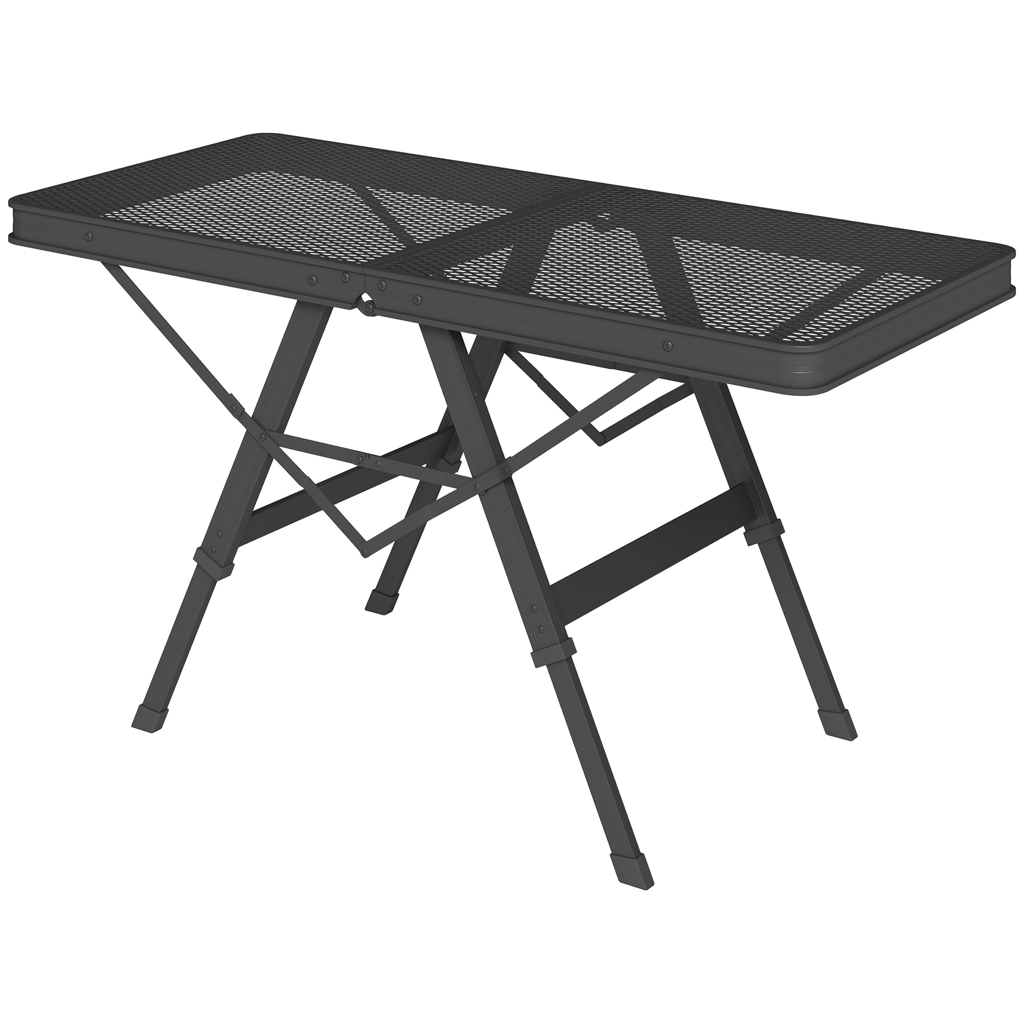 Outsunny Campingtisch höhenverstellbar Klapptisch mit Metallgitter Klappbar Gartentisch aus Aluminium leicht Multifunktionstisch Beistelltisch für Garten Balkon Camping 90 x 40,5cm Schwarz   Aosom