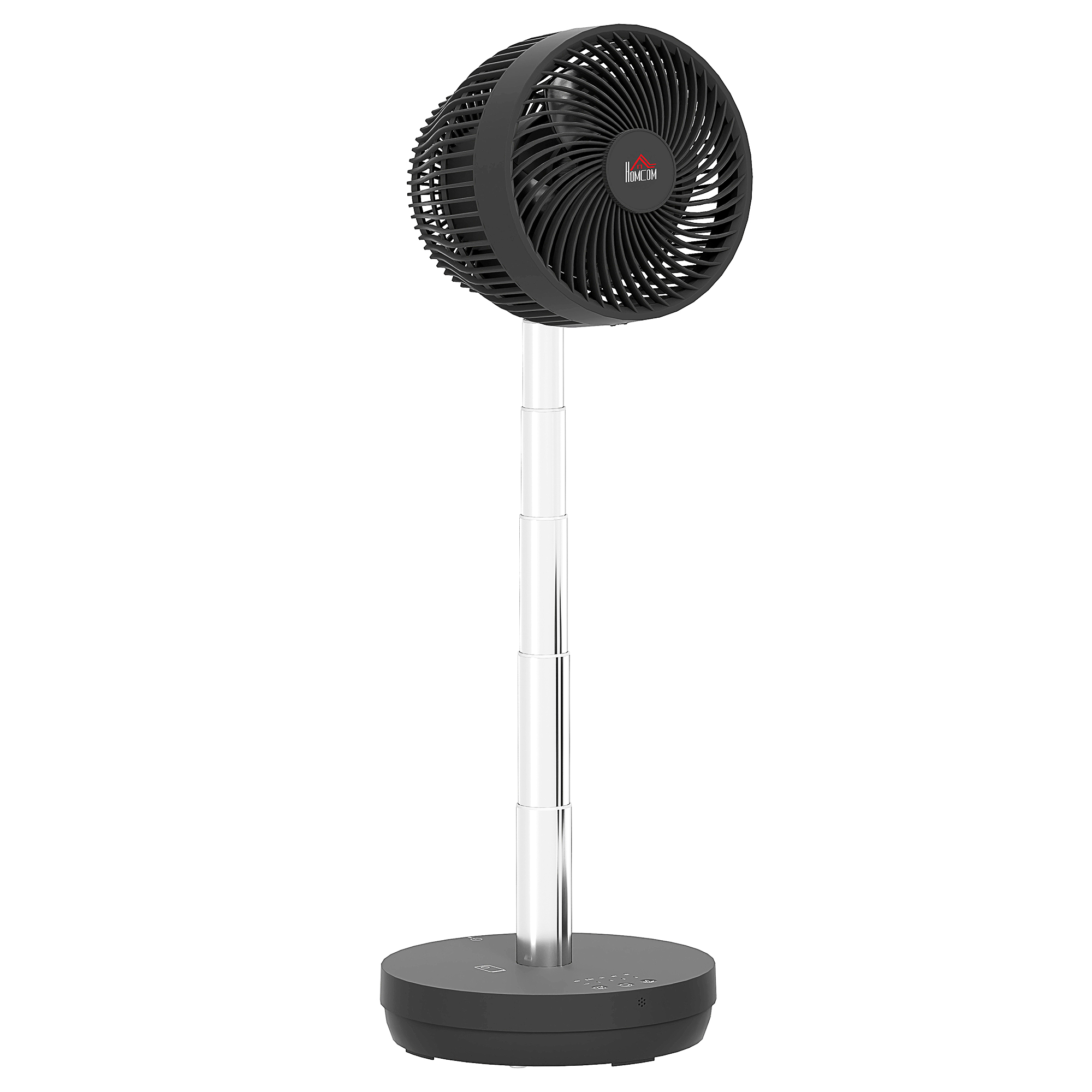 HOMCOM Standventilator USB Wiederaufladbarer Ventilator mit Fernbedienung einstellbarer Neigung Oszillation 10 Geschwindigkeitsstufen Timer Höhenverstellbar Teleskopventilator für Büro Camping Aosom