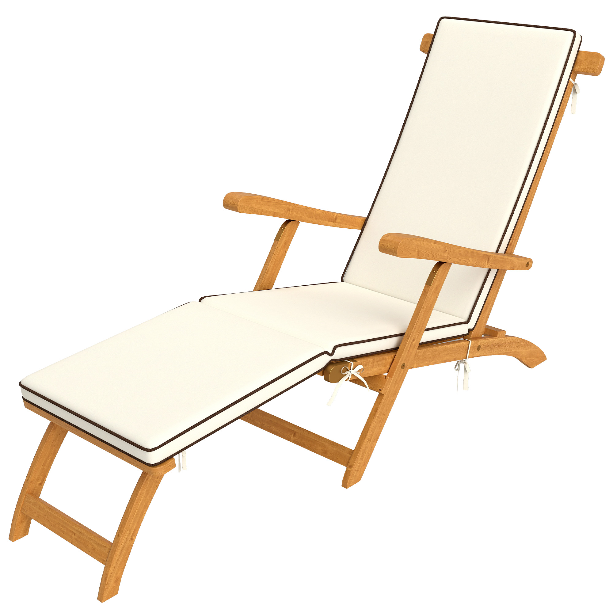 Outsunny Sonnenliege Holz klappbar Gartenliege mit Fußstütze, Matratze, Ergonomisch Liegestuhl wetterfeste Campingliege, Gartenstuhl bis 160 kg belastbar, für Garten Urlaub Outdoor Strand Pool, Teak Aosom