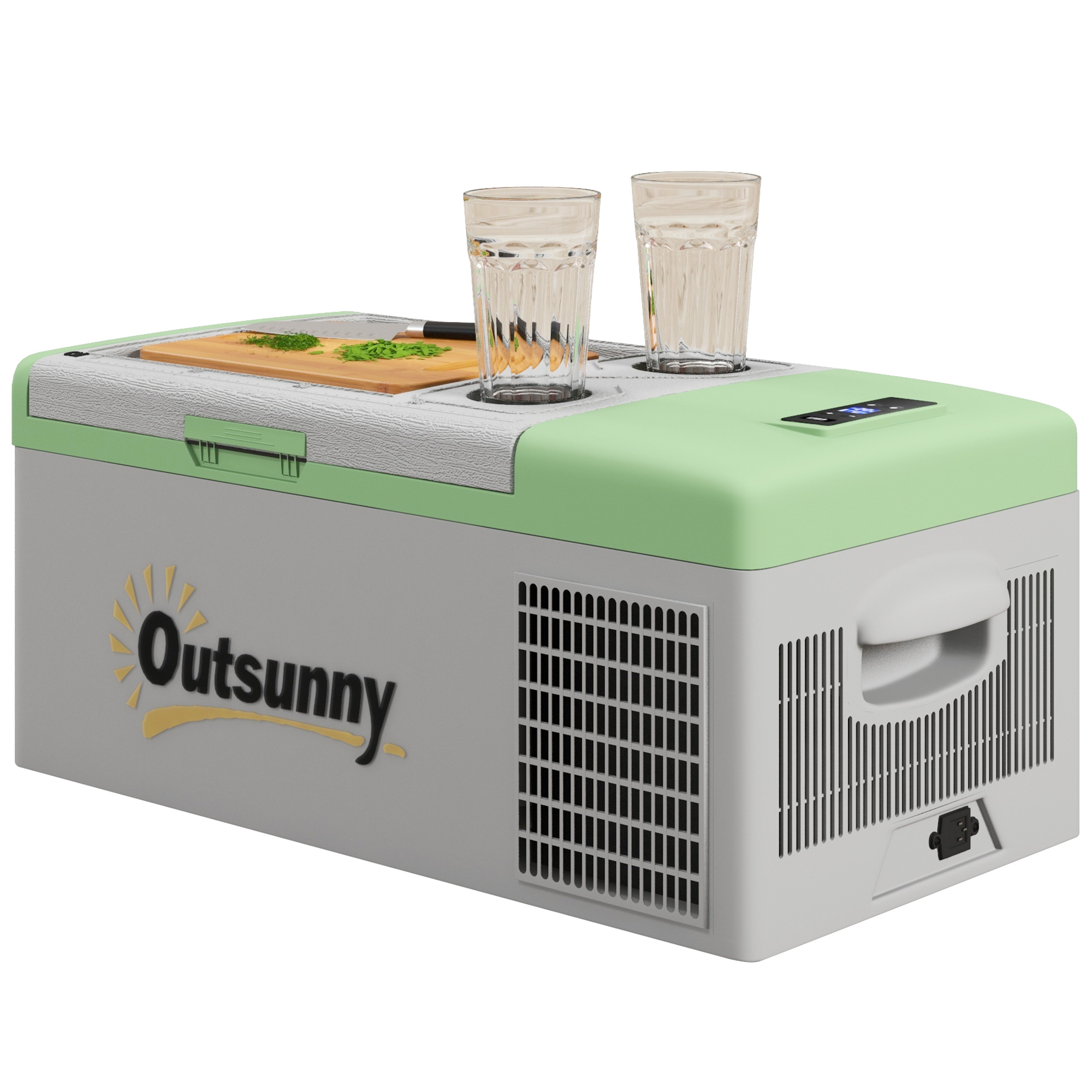 Outsunny Kompressor Kühlbox 16L, Kühlbox Auto 12/24V DC & 100-240V AC, bis -20°C, Tragbare Gefrierbox mit MAX/ECO Modi, Mini Kühlschrank Aosom
