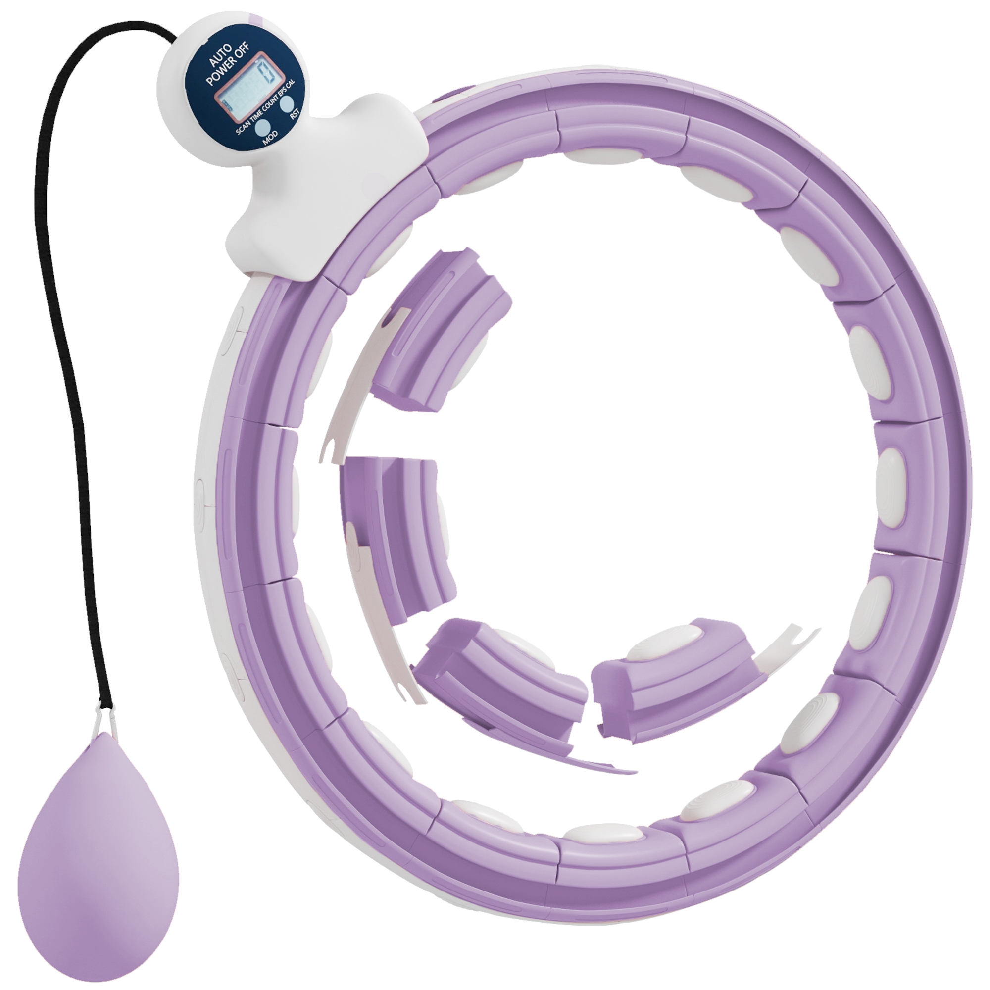 SPORTNOW Smart Hula Hoop Reifen Erwachsene mit Gewicht Kugel Zähler 16 Knoten (76-113cm) Einstellbar Fitness Leise Abnehmen Ausrüstung Infinity Hula-Hoop für Gewichtsverlust, Fitness Violett Aosom