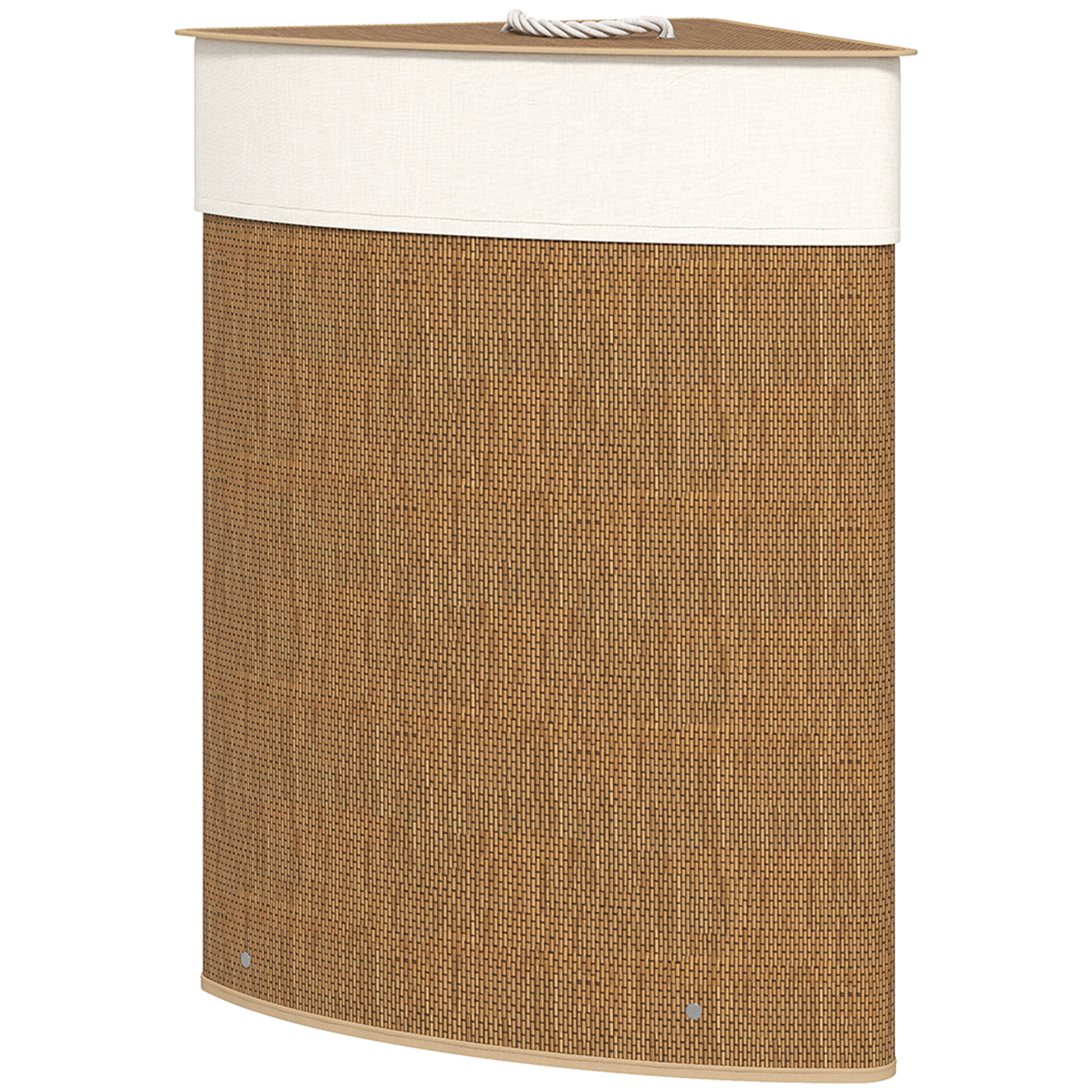HOMCOM Bambus Wäschekorb mit Deckel 55 L Eck Wäschesammler mit herausnehmbarer Wäschesack, Wäschebox Laundry Baskets für Badezimmer Waschküche Schlafzimmer Braun   Aosom