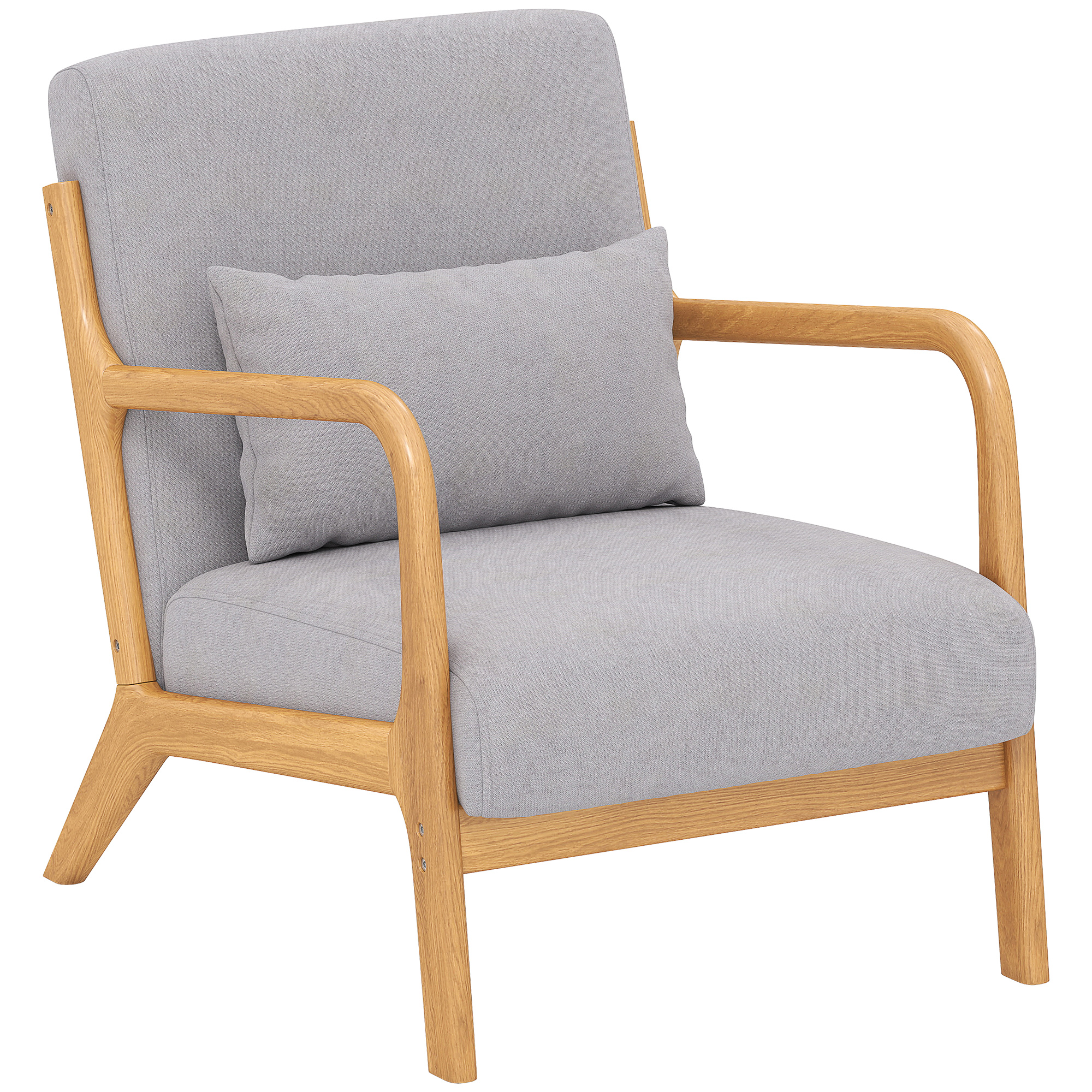 HOMCOM Sessel Loungesessel mit Armlehne, Lendenkissen, Gepolstert Relaxsessel mit Holzrahmen, Samtoptik, S-Feder, für Schlafzimmer, Wohnzimmer, Grau   Aosom