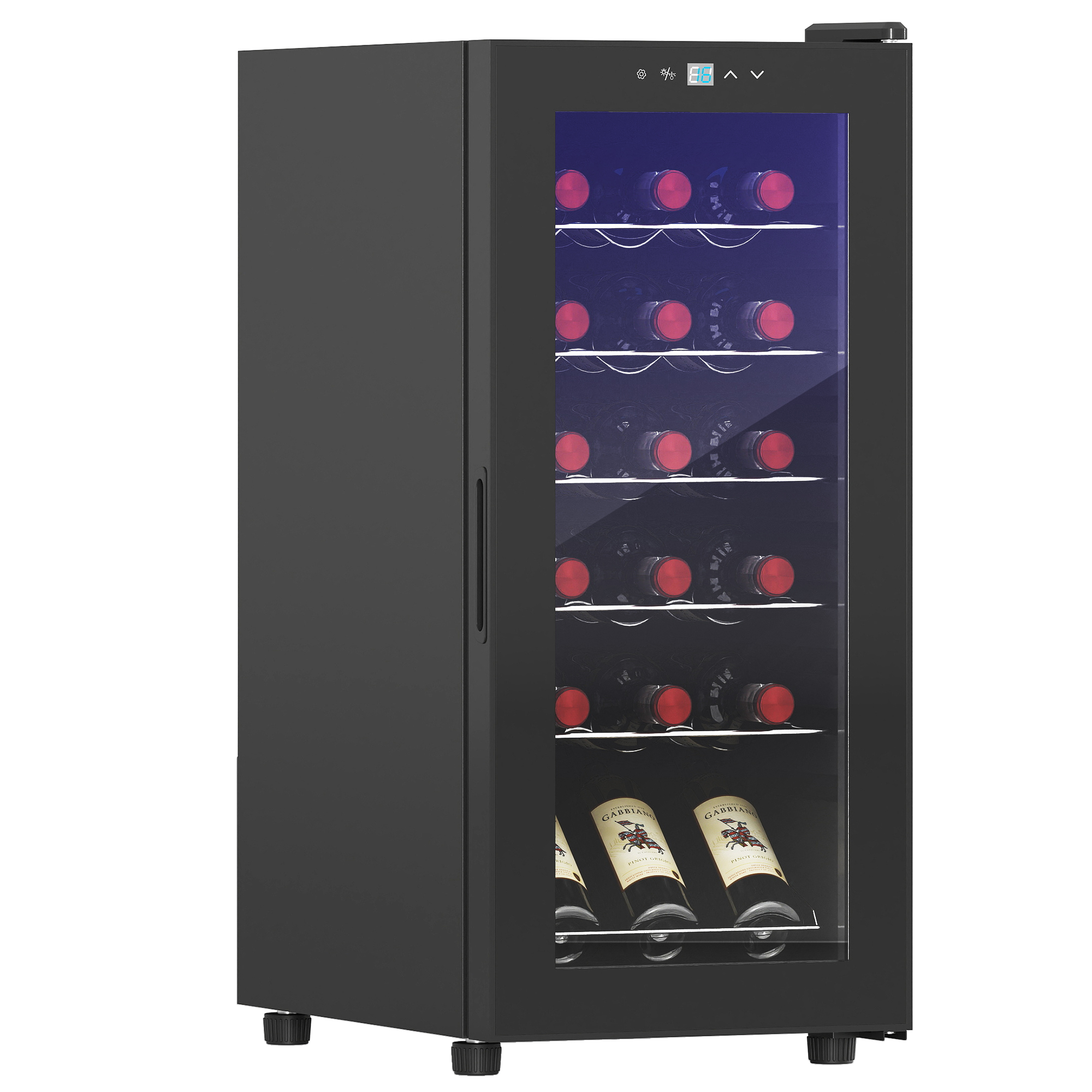HOMCOM Weinkühlschrank, Kompressor für 18 Flaschen, 50 L Getränkekühlschrank mit Glastür, 5-18°, Flaschenkühlschrank mit Touchschlater  Aosom