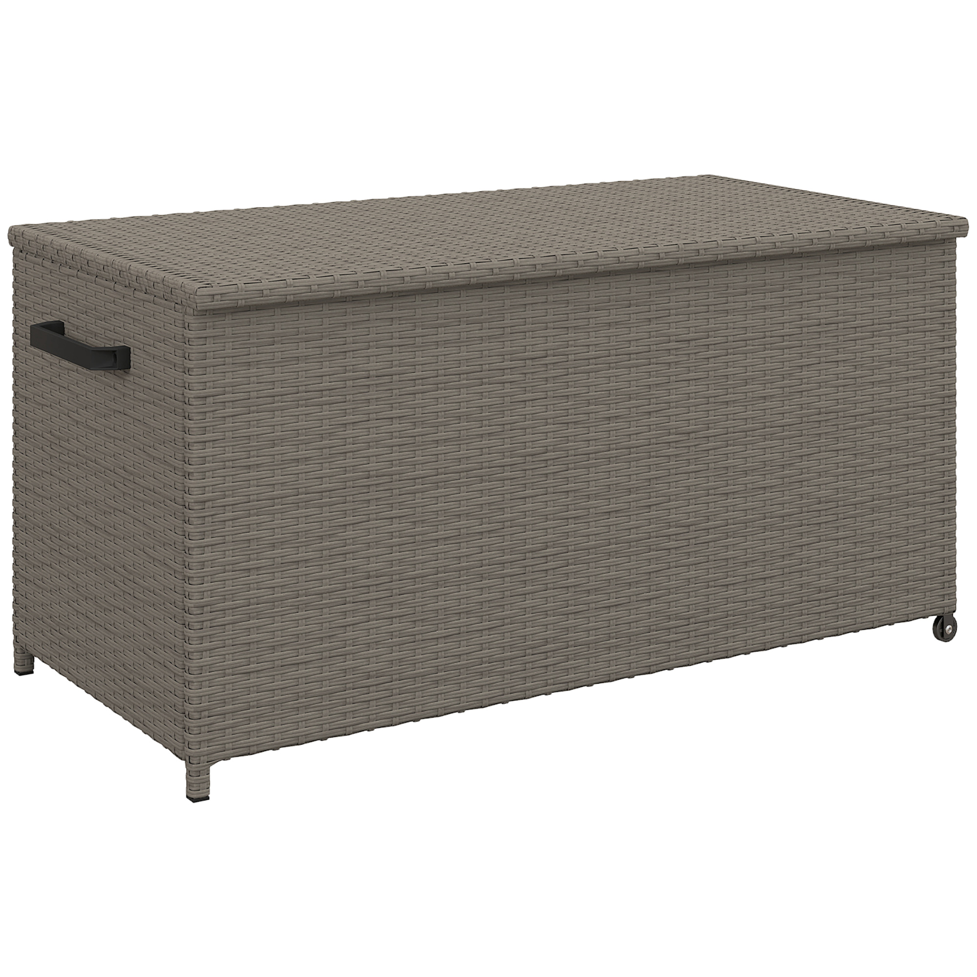 Outsunny Garten-Aufbewahrungsbox aus wetterfestem Polyrattan, Auflagenbox im Freien 184 L mit Rädern, Gasdruckfedern, UV-beständig für den Außenbereich, Garten, Balkon, 102 x 52 x 52 cm Grau   Aosom