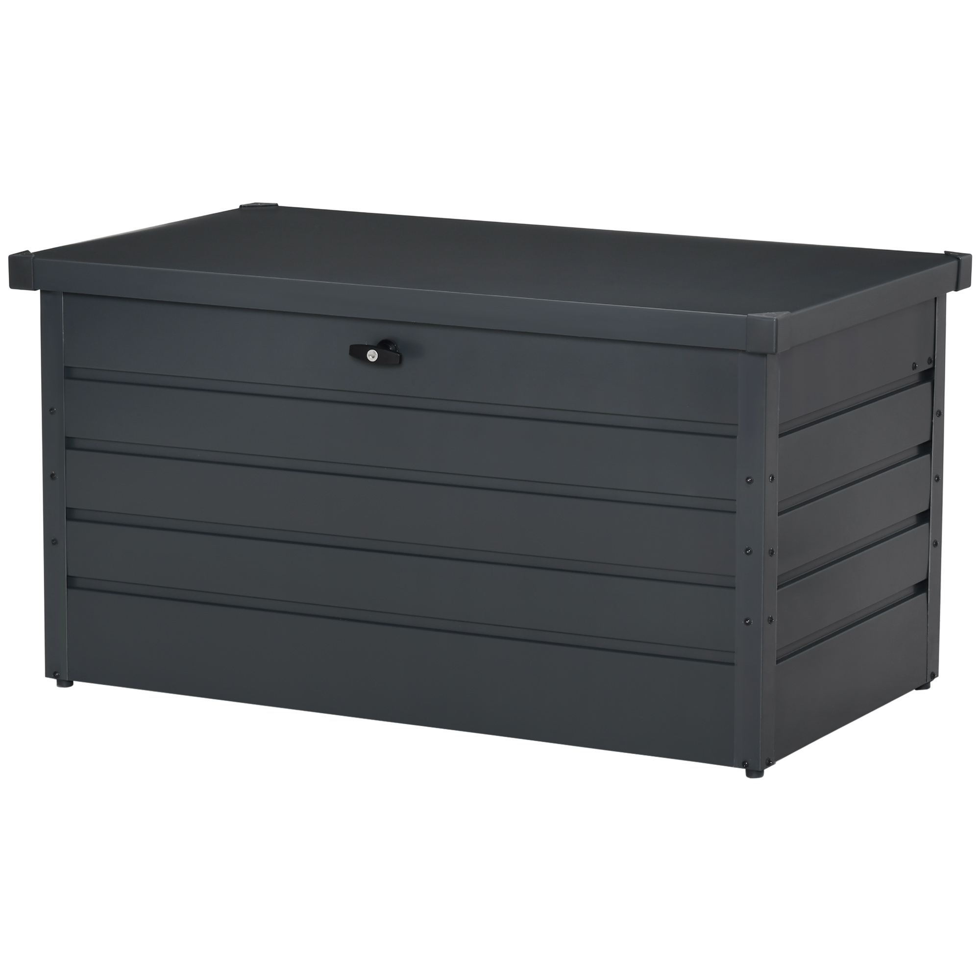 Outsunny Gartenbank Truhe mit Schlüssel, Moderne Stahltruhe, Grau, 120x62x62cm Aosom