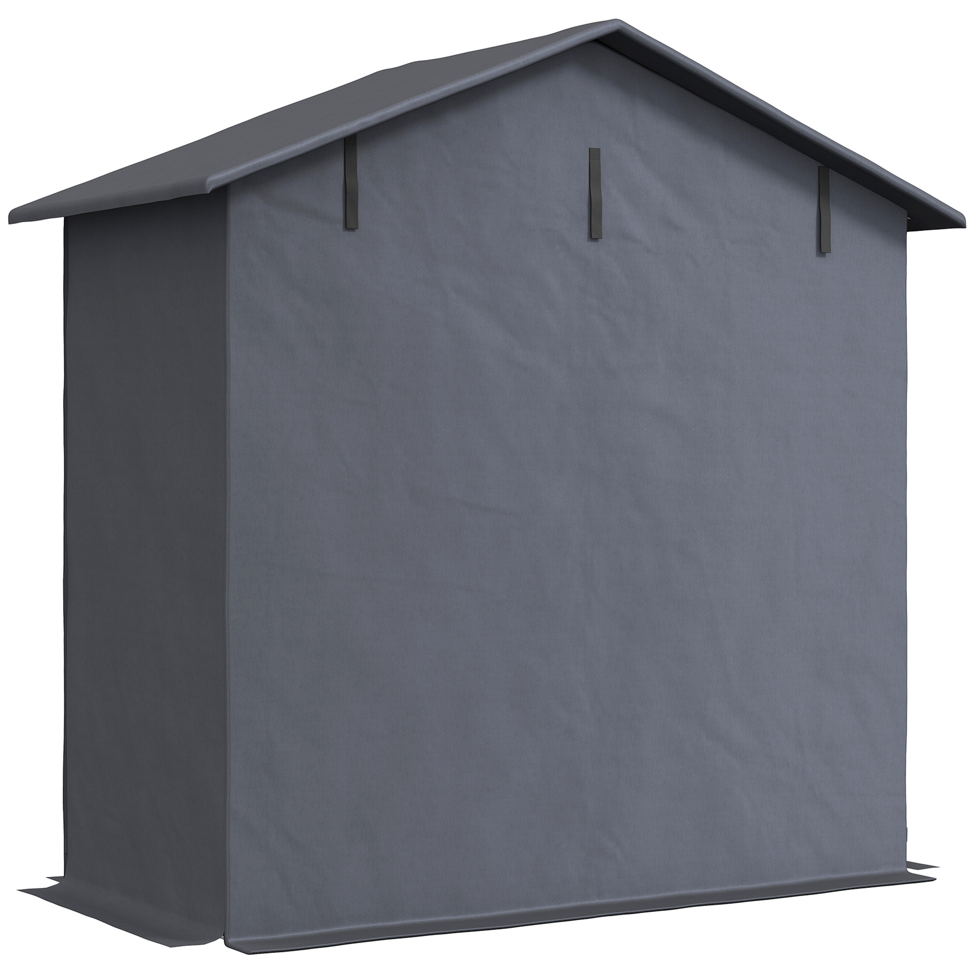 Outsunny Gartenhaus 1,1x2 m mit aufrollbarem Eingang, Spannseilen und Heringen, Gartenhaus aus verzinktem Stahl und 420D Oxford, für Fahrräder und Gartengeräte, UV30+, Dunkelgrau   Aosom