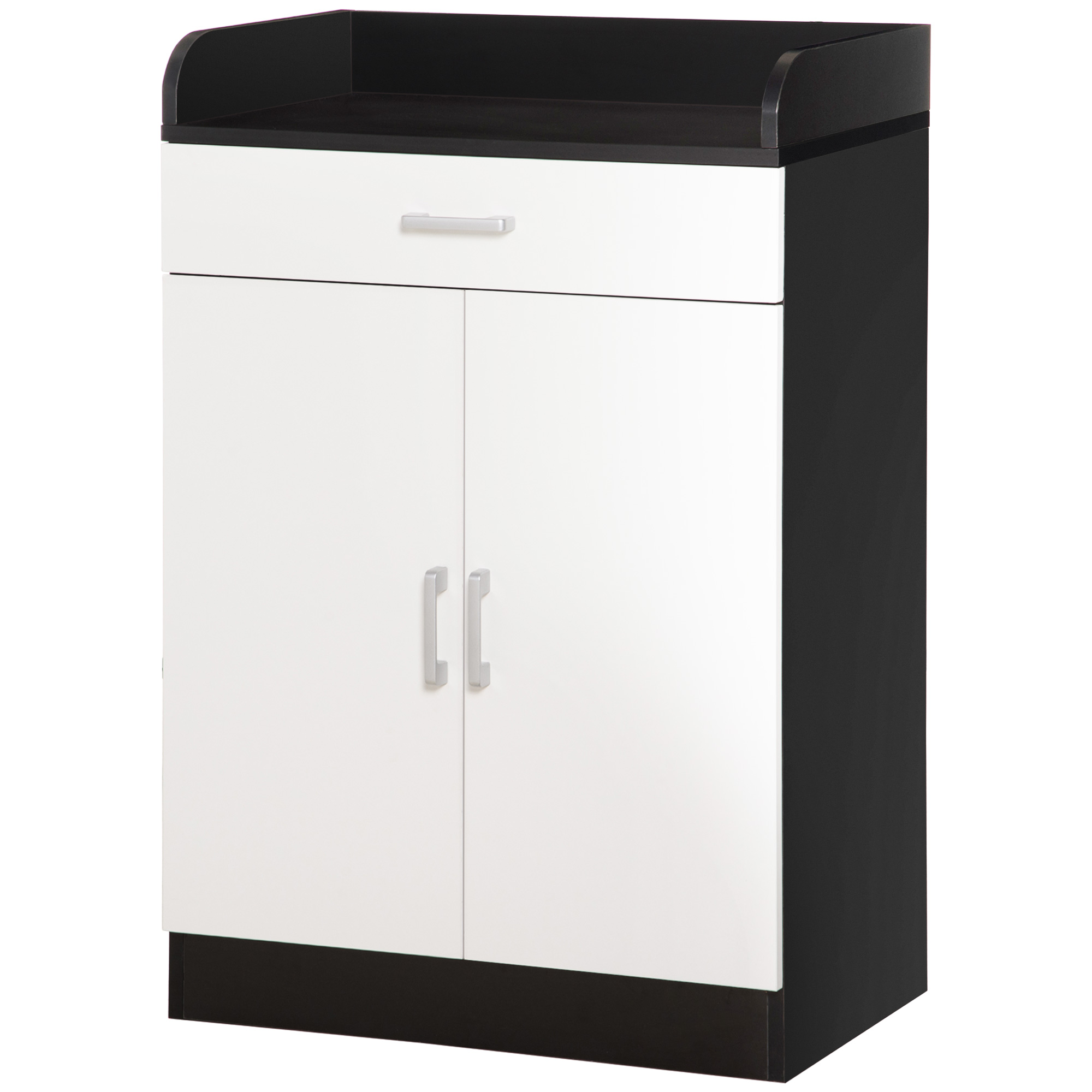 HOMCOM Mobiler Schrank aus Holz mit verstellbarem Regal, platzsparender Küchenschrank, Wohnzimmer und Diele, aus MDF-Holz, 60x40x90cm, Weiß und Schwarz   Aosom