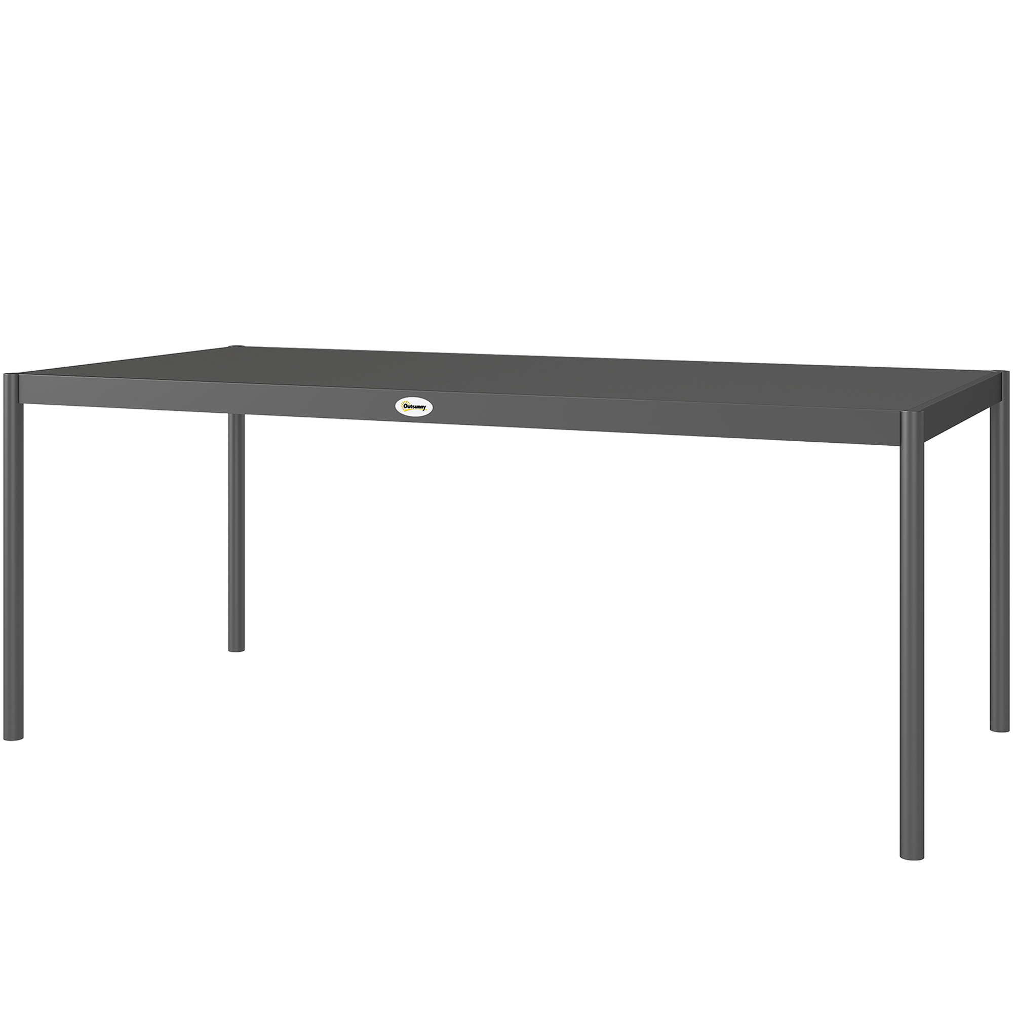 Outsunny Garten-Esstisch aus Stahl, Gartentisch für 8 Personen mit rechteckiger Lamellen-Tischplatte, rost- und wetterbeständig, für Terrasse, Garten, Dunkelgrau   Aosom