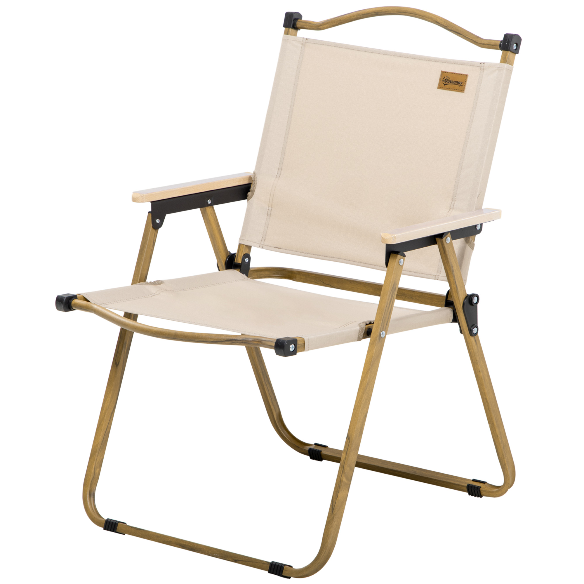 Outsunny Campingstuhl Faltbarer Anglerstuhl mit Armlehnen - Oxford-Gewebe und Stahlkonstruktion - 54 x 59 x 78 cm - Khaki Aosom