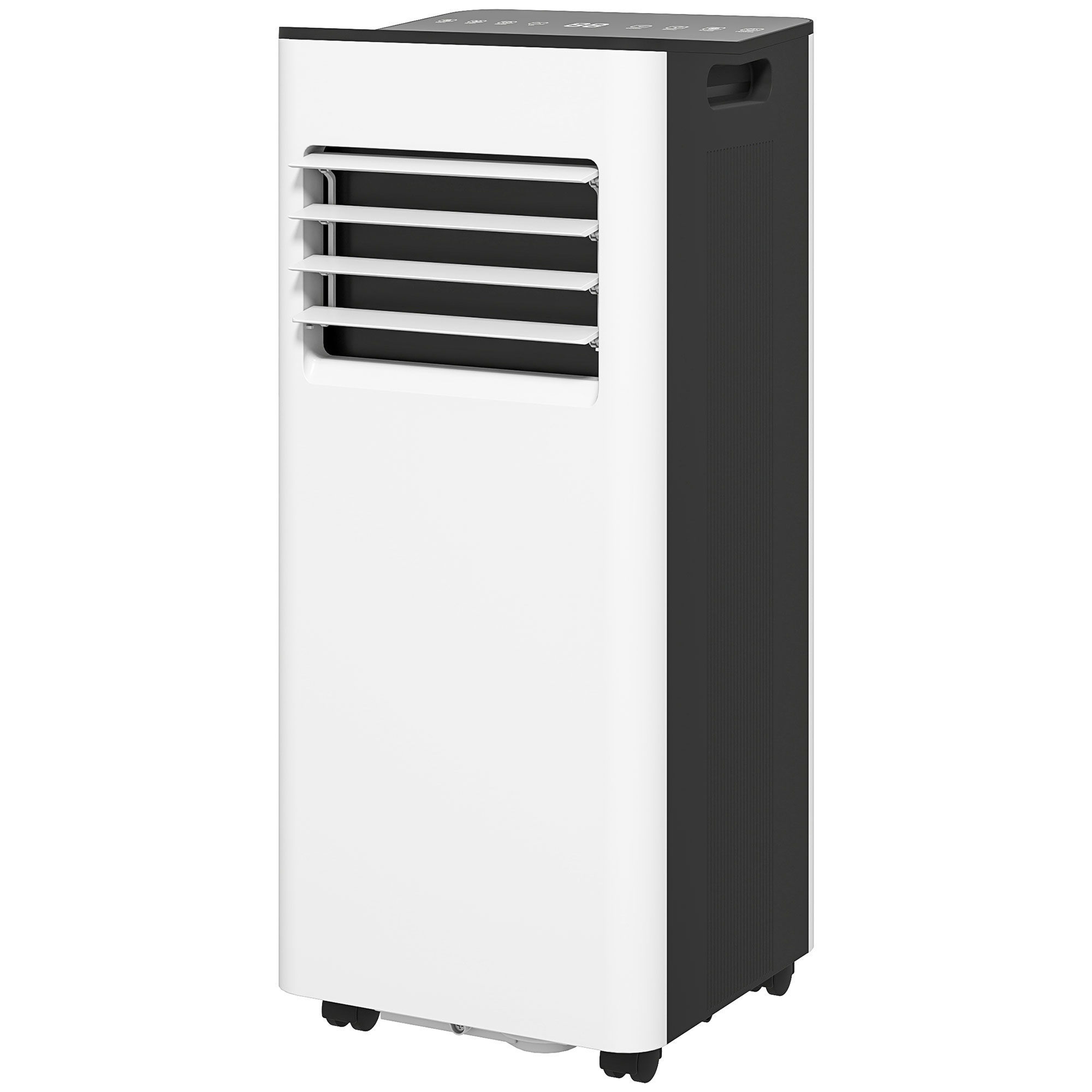 HOMCOM Tragbare Klimaanlage 3-in-1 9000 BTU Kühler Ventilator Luftentfeuchter 24,1 L/Tag mit Fernbedienung LED-Display 24h Timer 2 Geschwindigkeiten für Raum 28m² Weiß Aosom