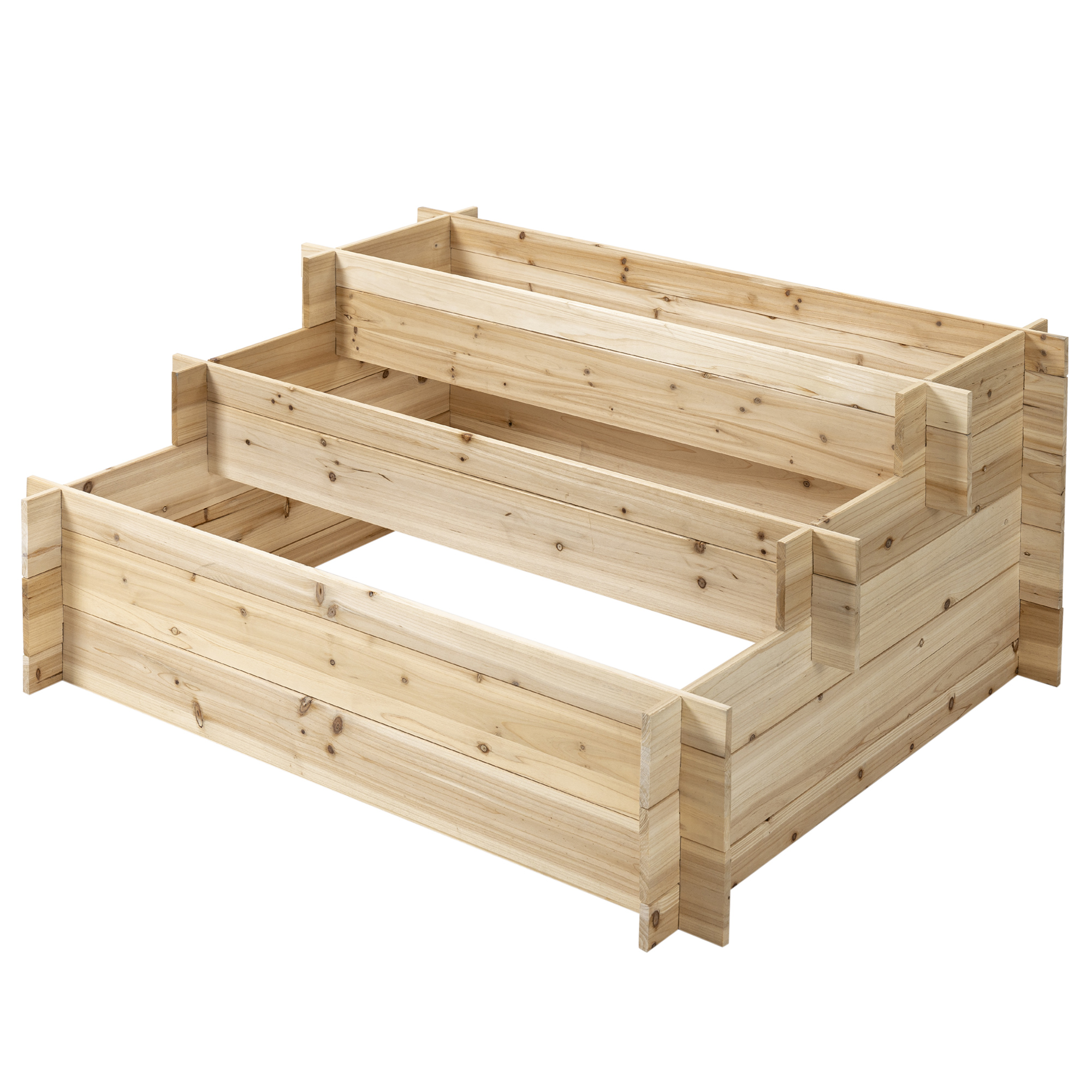 Outsunny Gartenbeet-Pflanzkiste aus Holz mit 3 Ebenen, erhöhtes Gartenbeet für den Außenbereich, Blumen, Gemüse und Kräuter, 120x100x54 cm Aosom