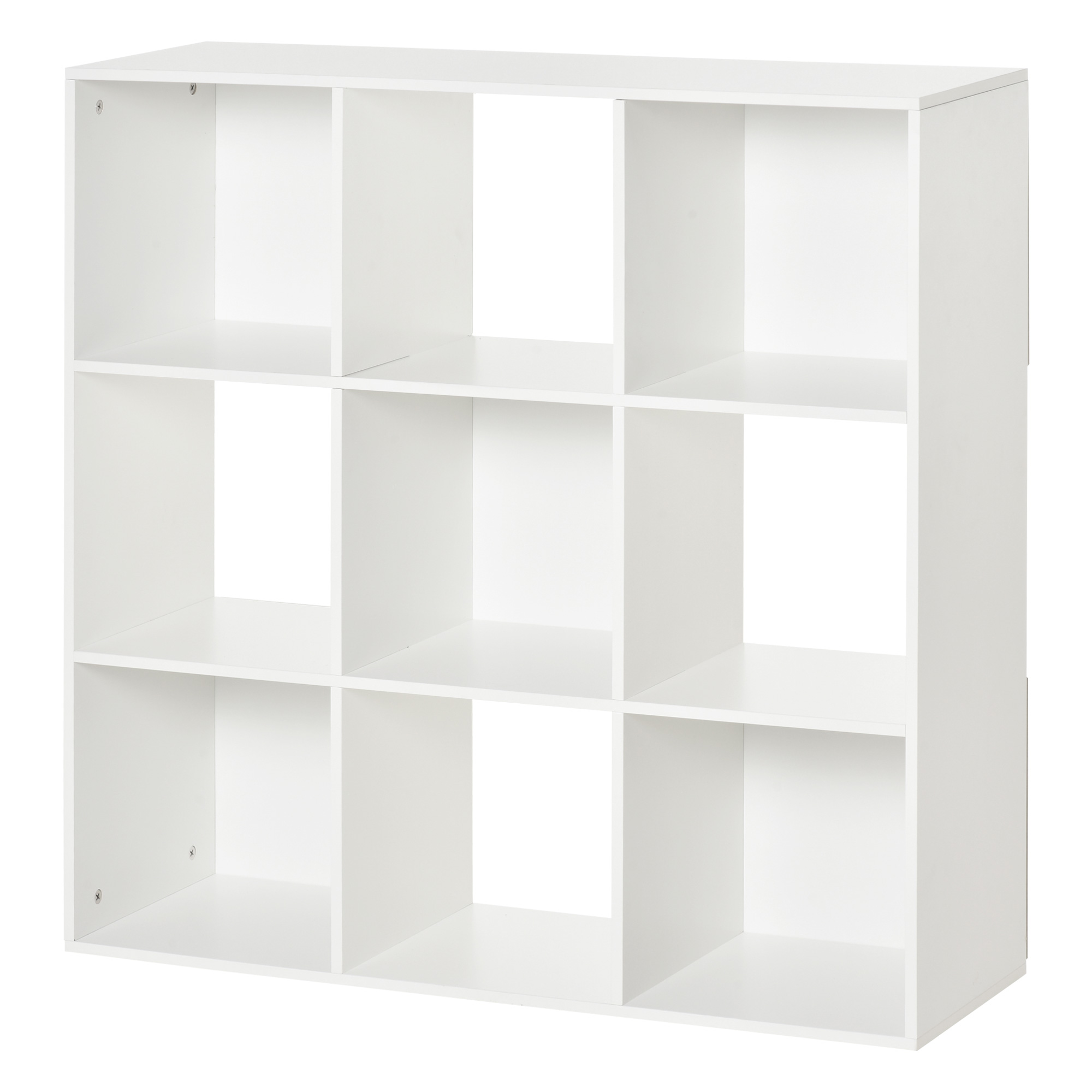 HOMCOM Weißes Regal für Zuhause und Büro, Modernes Regal mit 9 Fächern aus Holz, 91.5 x 29.5 x 91.5 cm   Aosom