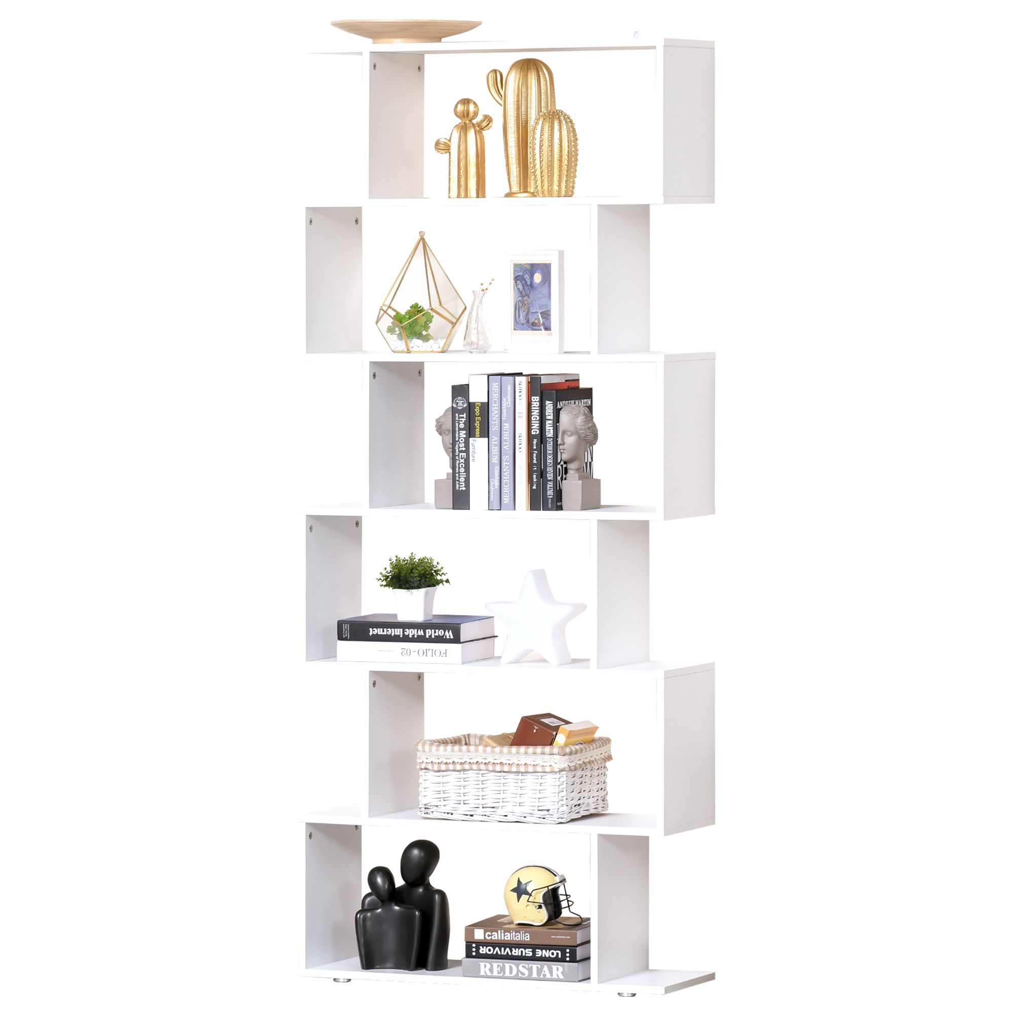 HOMCOM Regal Design Büromöbel Holz Regal 80x24x191cm Weiß Aosom