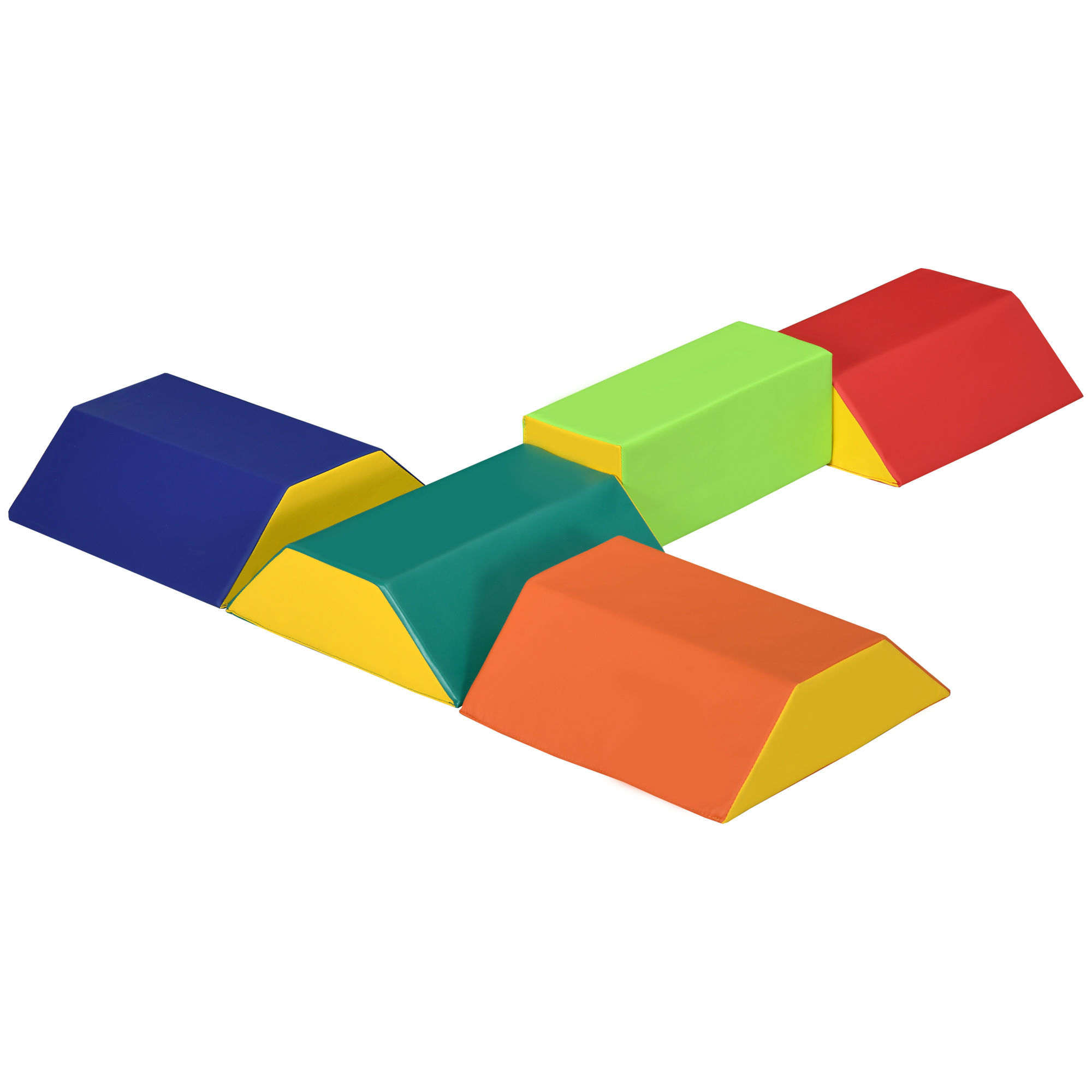 HOMCOM Set Weiche Bausteine für Kinder 1-3 Jahre mit 5 rechteckigen und trapezförmigen Blöcken, Spiel für Kinder aus PU und EPE, 48,3x19,1x48,3 cm, Multicolor   Aosom