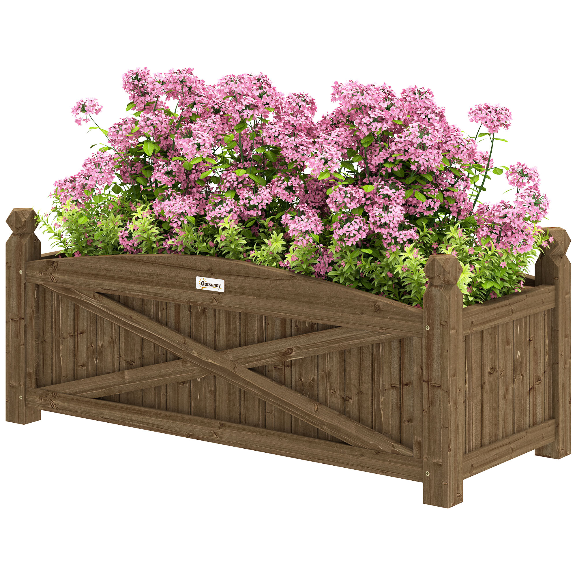 Outsunny Holz-Hochbeet, erhöhtes Pflanzbeet mit Drainagelöchern, Blumenkasten für Gemüse Kräuter Blumen im Garten Terrasse Patio, 90 x 39 x 37 cm, dunkelbraun Aosom