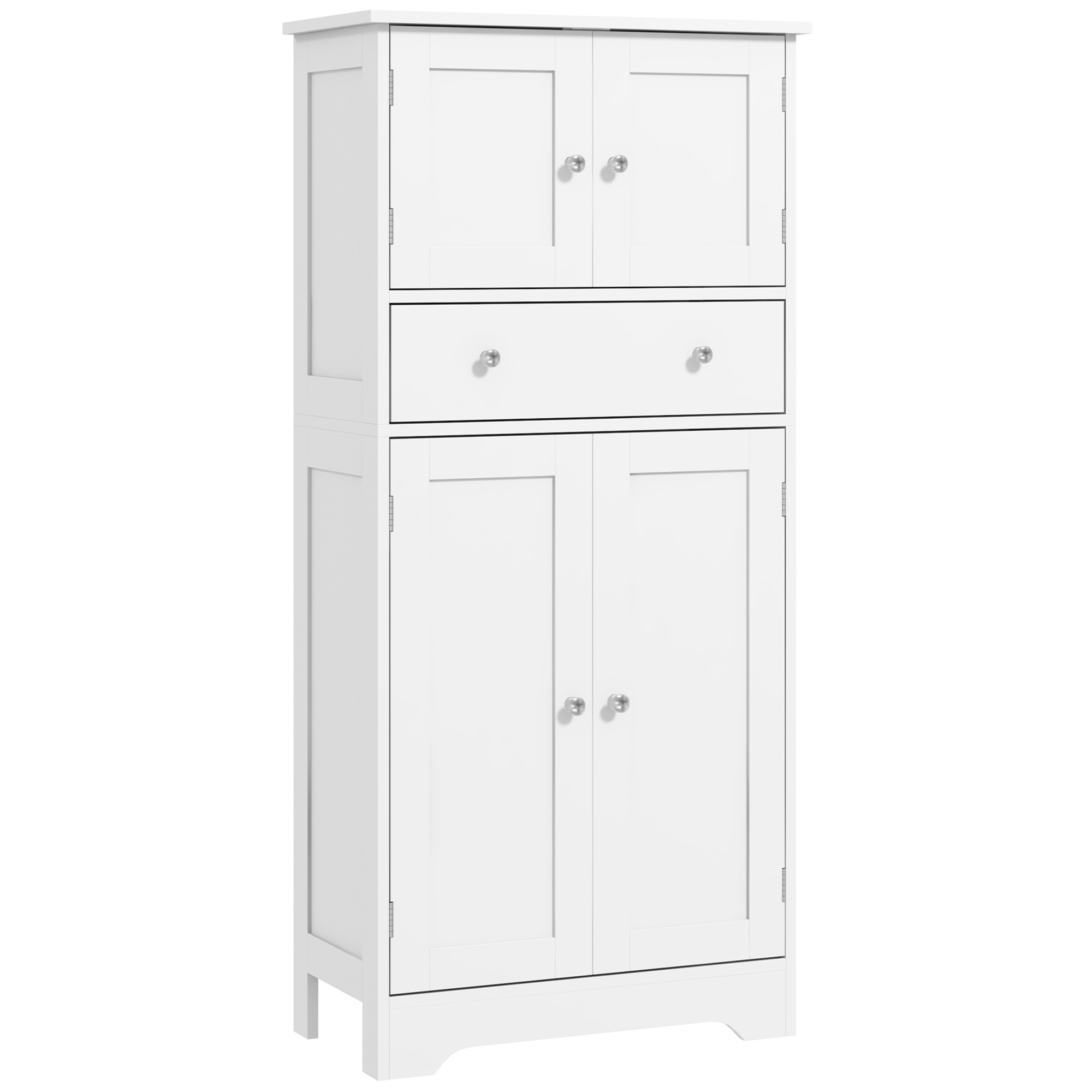 HOMCOM Küchenschrank Buffet Küchenvitrine Aufbewahrungsschrank modernes Design mit Schränken, verstellbaren Regalen, Schublade, für Esszimmer, Wohnzimmer, 60 x 30 x 128 cm, Weiß   Aosom