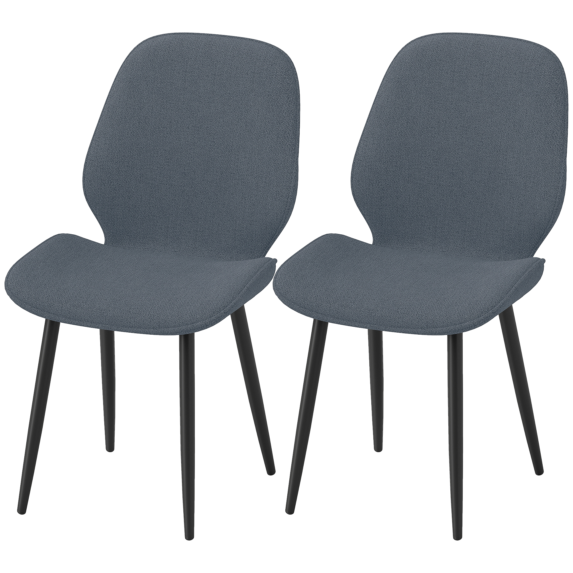 HOMCOM Set of 2 Esszimmerstühle, Moderne Küchenstühle mit Metallbeinen, Gebogenem Rücken und Gepolsterter Sitzfläche für Esszimmer, Schlafzimmer, Wohnzimmer, Grau Aosom