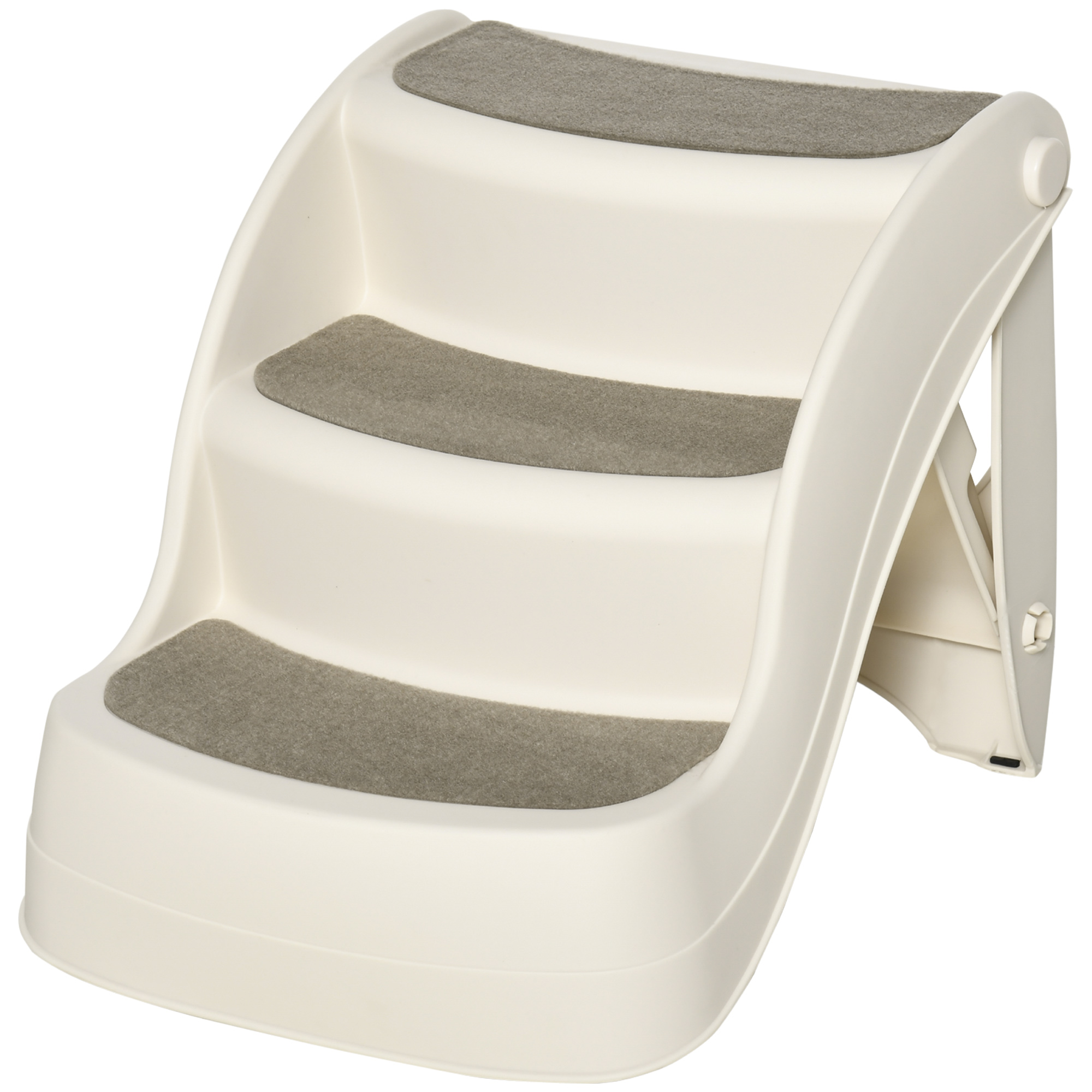 PawHut Haustiertreppe Klappbar mit 3 rutschfesten Stufen, Treppe für Haustiere, Welpen, Katzen, aus PP, 49x38x38 cm, Beige   Aosom