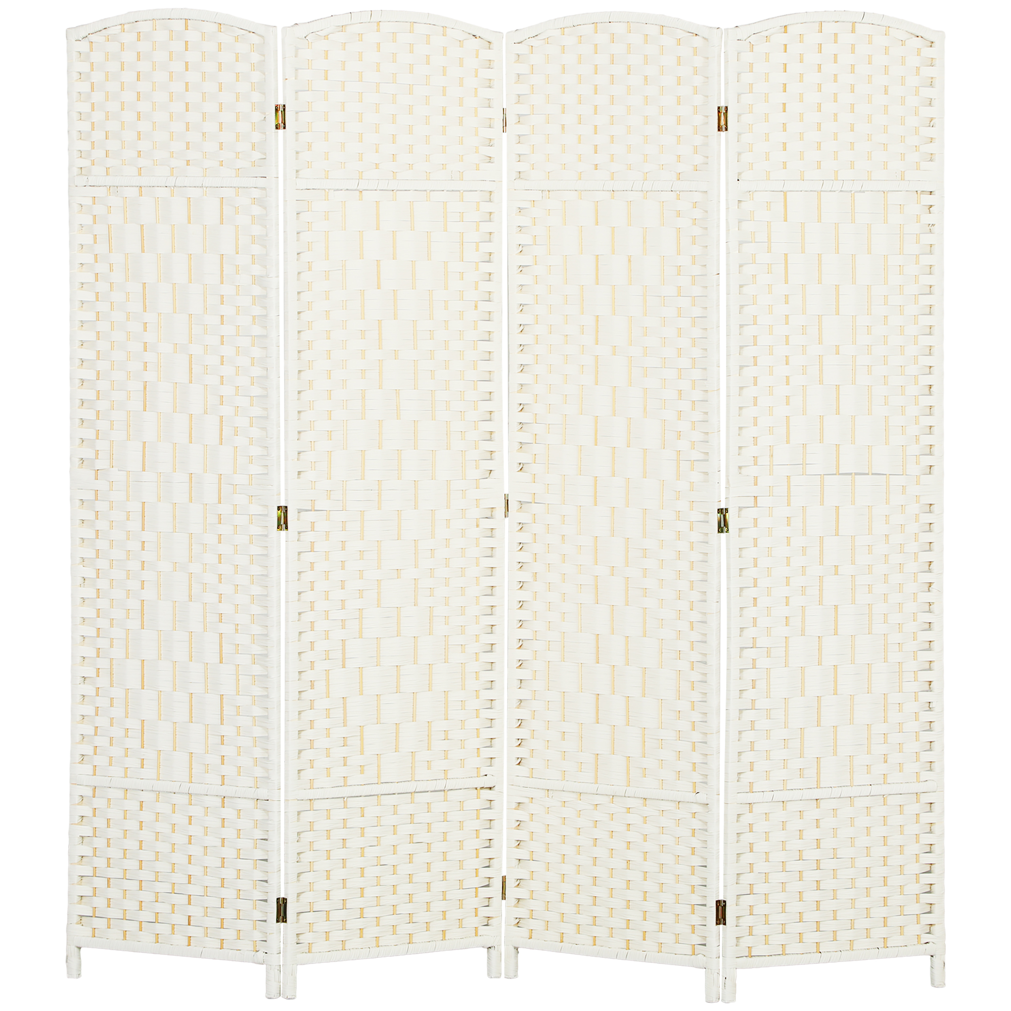 HOMCOM Paravent 4-teilig 180 x 180 cm Raumteiler Trennwand, Faltbar Raumtrenner Stellwand Sichtschutz für Wohnzimmer Weiß   Aosom