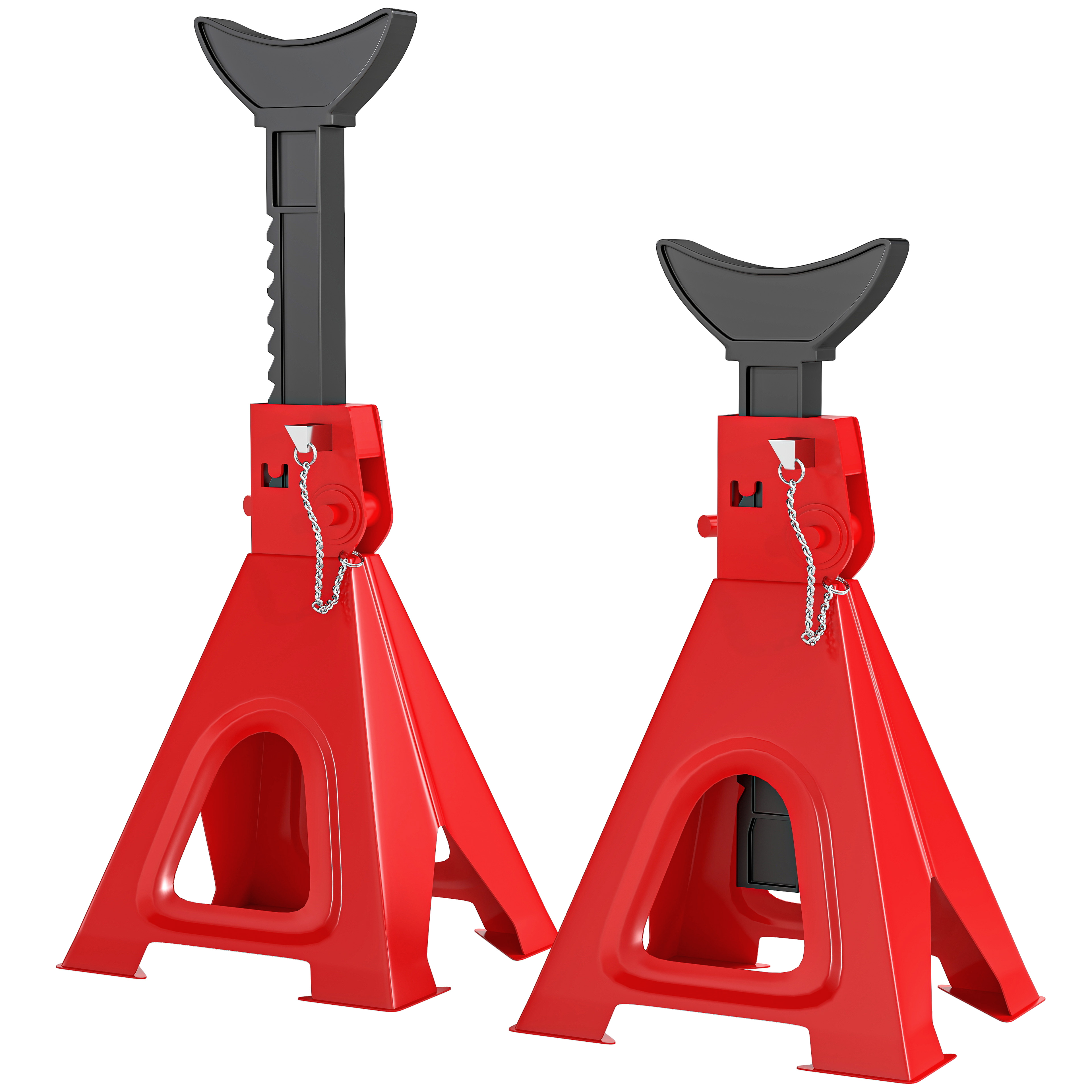 HOMCOM Unterstellbock 6 Tonnen Traglast 2 Stück Stützbock inkl 2 Sicherungssplint 13 stufig Höhenverstellbar 375 mm bis 592 mm Unterstellböcke PKW Wagenheber Ständer für Werkstatt Garage Rot   Aosom