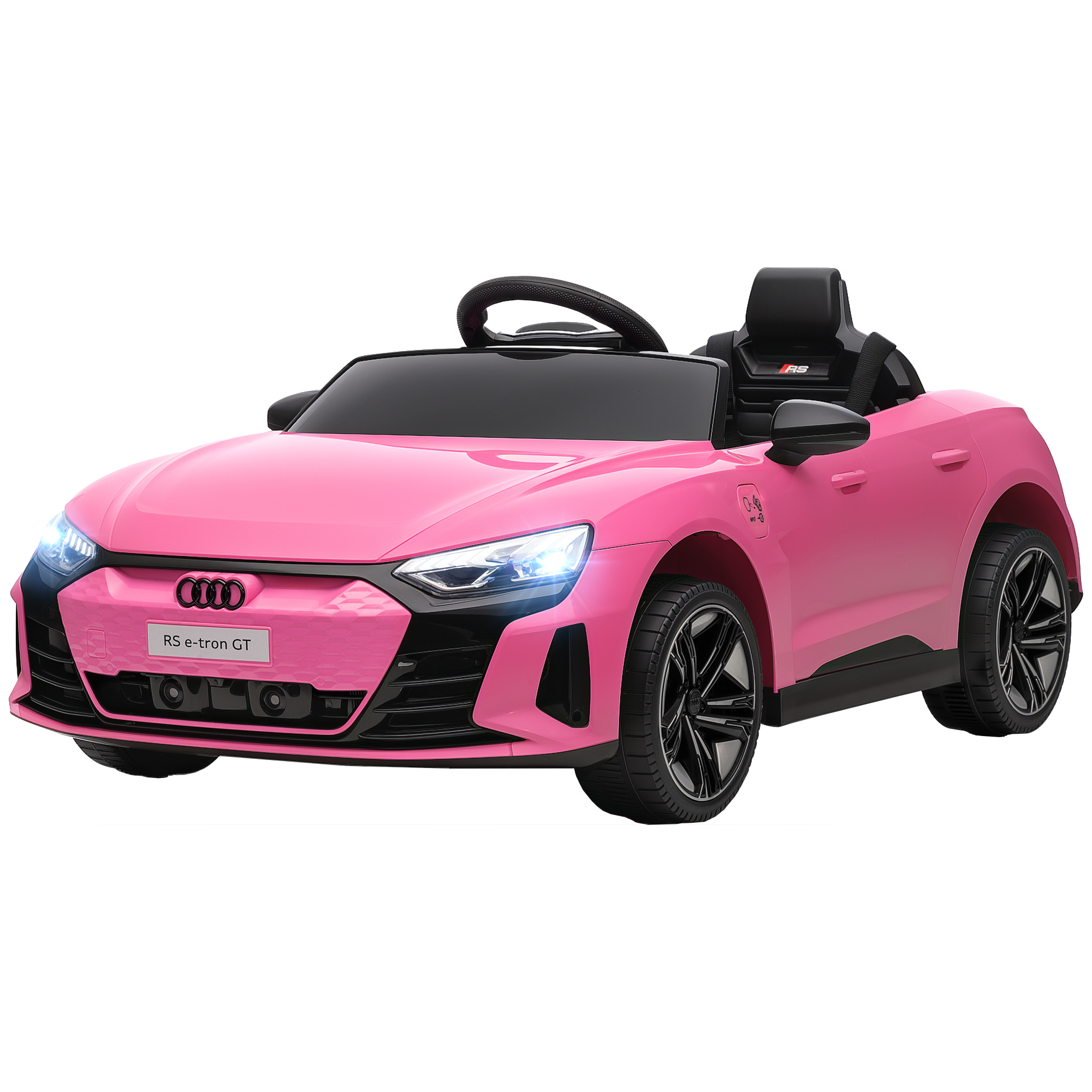 HOMCOM Kinder Elektroauto 12V Kinderauto mit 2,4 GHz Fernbedienung, 2 Motor, Kinderfahrzeug mit 4 gefederten Rädern, Hupe, Scheinwerfer, Musik, Sanftstart, Hilfsrad, für 3-5 Jahre, Rosa Aosom